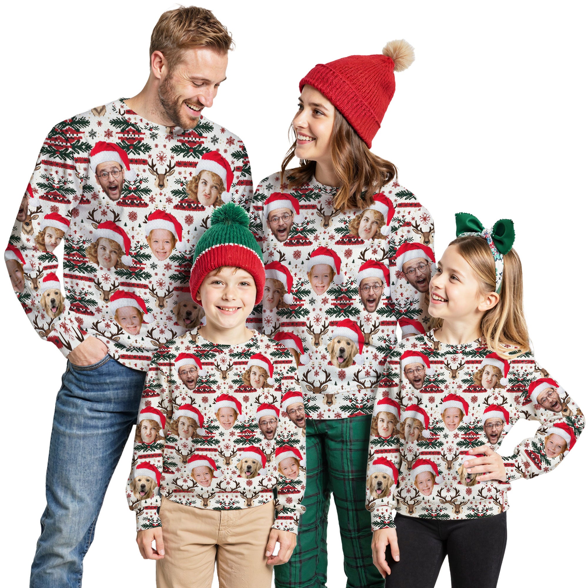 Custom Ugly Christmas Sweater for Men Women Couples Boyfriend Girlfriend Family Dad Mom, Custom Ugly Christmas Sweater with Face Photo, Personalized Sweatshirt with Picture Funny Xmas Gift ST12