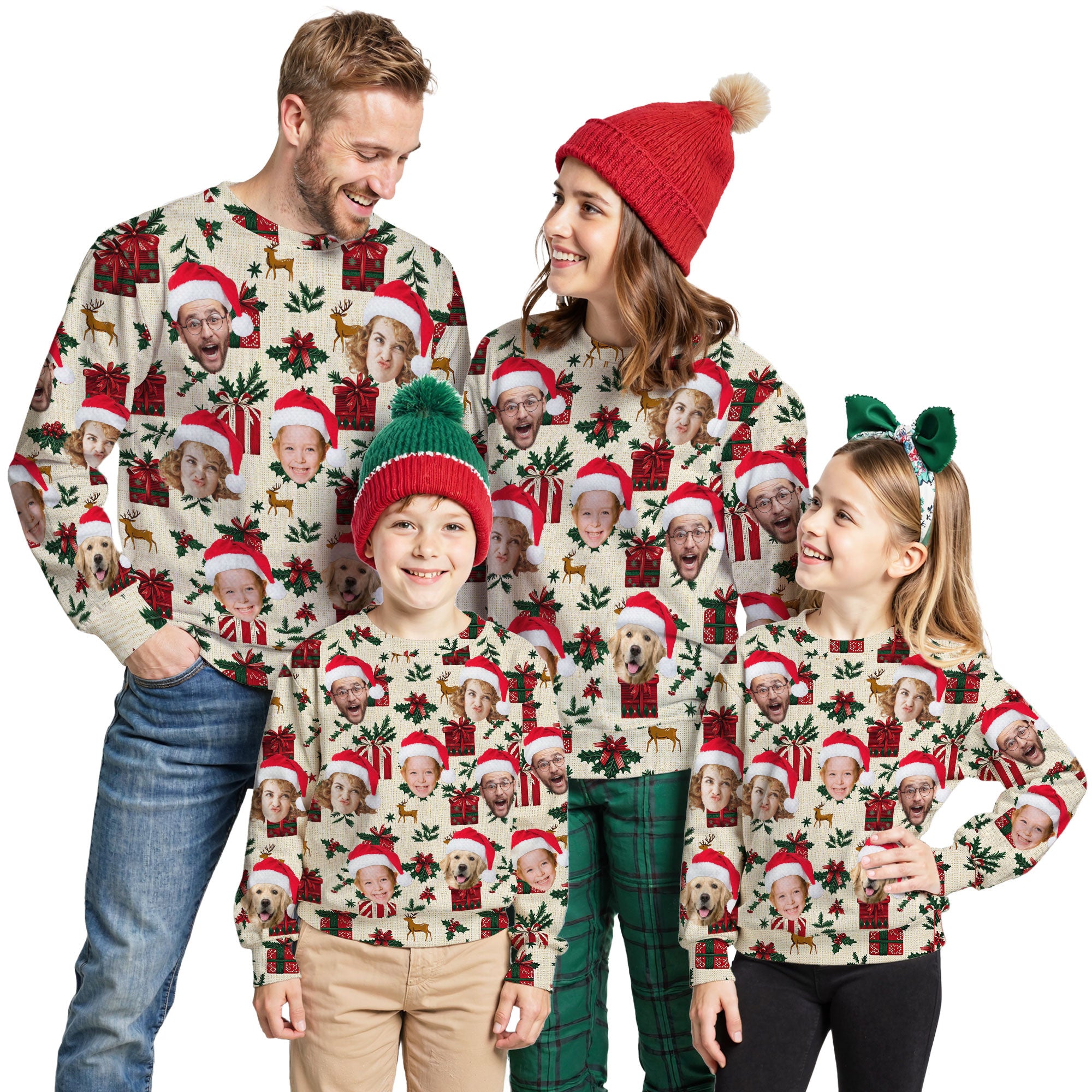 Custom Ugly Christmas Sweater for Men Women Couples Boyfriend Girlfriend Family Dad Mom, Custom Ugly Christmas Sweater with Face Photo, Personalized Sweatshirt with Picture Funny Xmas Gift ST13