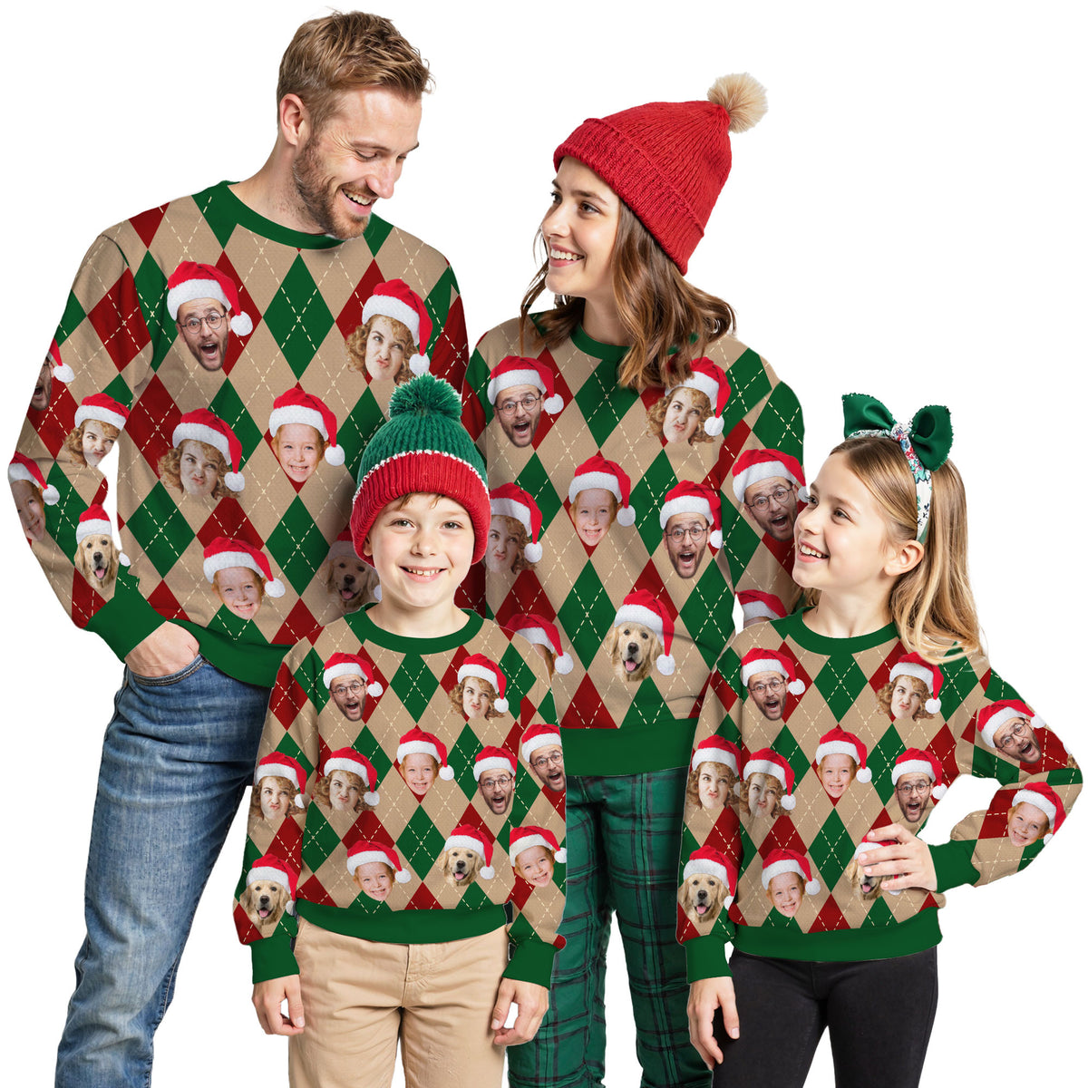 Custom Ugly Christmas Sweater for Men Women Couples Boyfriend Girlfriend Family Dad Mom, Custom Ugly Christmas Sweater with Face Photo, Personalized Sweatshirt with Picture Funny Xmas Gift ST18