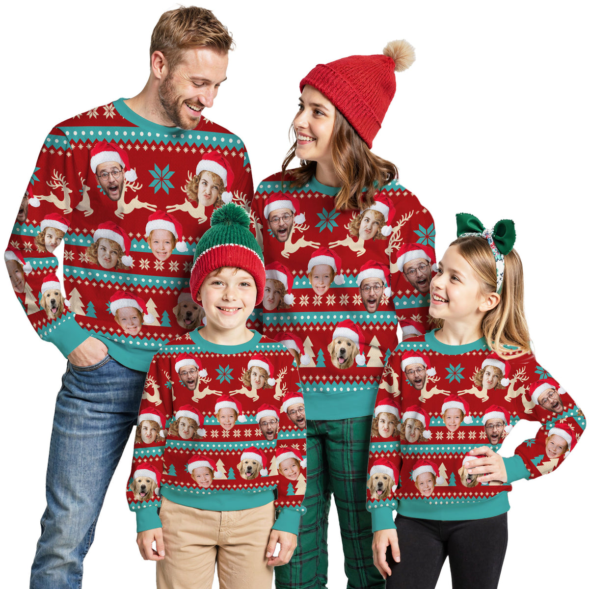 Custom Ugly Christmas Sweater for Men Women Couples Boyfriend Girlfriend Family Dad Mom, Custom Ugly Christmas Sweater with Face Photo, Personalized Sweatshirt with Picture Funny Xmas Gift ST19