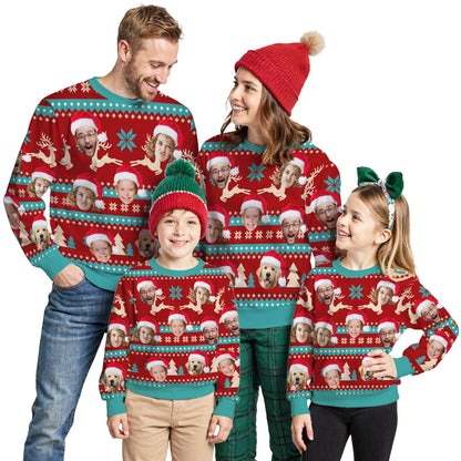 Custom Ugly Christmas Sweater for Men Women Couples Boyfriend Girlfriend Family Dad Mom, Custom Ugly Christmas Sweater with Face Photo, Personalized Sweatshirt with Picture Funny Xmas Gift ST19