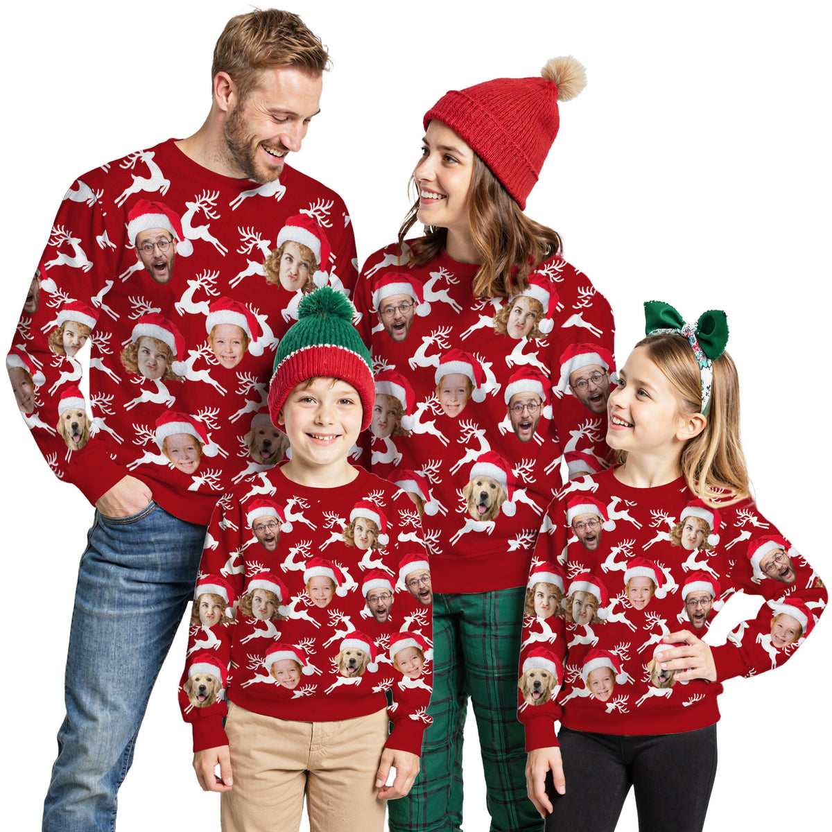 Custom Ugly Christmas Sweater for Men Women Couples Boyfriend Girlfriend Family Dad Mom, Custom Ugly Christmas Sweater with Face Photo, Personalized Sweatshirt with Picture Funny Xmas Gift ST20