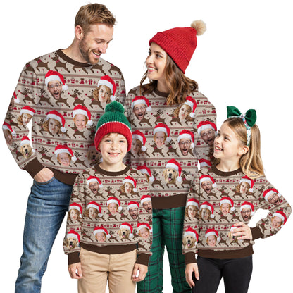 Custom Ugly Christmas Sweater for Men Women Couples Boyfriend Girlfriend Family Dad Mom, Custom Ugly Christmas Sweater with Face Photo, Personalized Sweatshirt with Picture Funny Xmas Gift ST31