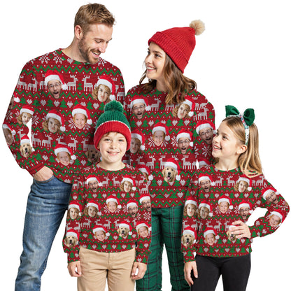 Custom Ugly Christmas Sweater for Men Women Couples Boyfriend Girlfriend Family Dad Mom, Custom Ugly Christmas Sweater with Face Photo, Personalized Sweatshirt with Picture Funny Xmas Gift ST33