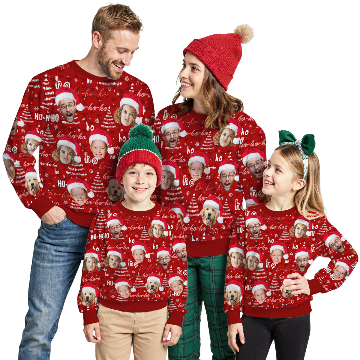 Custom Ugly Christmas Sweater for Men Women Couples Boyfriend Girlfriend Family Dad Mom, Custom Ugly Christmas Sweater with Face Photo, Personalized Sweatshirt with Picture Funny Xmas Gift ST35