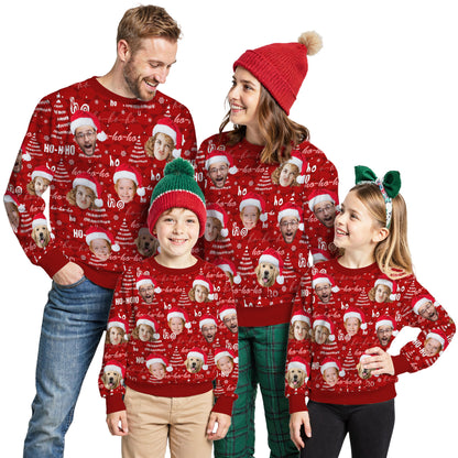 Custom Ugly Christmas Sweater for Men Women Couples Boyfriend Girlfriend Family Dad Mom, Custom Ugly Christmas Sweater with Face Photo, Personalized Sweatshirt with Picture Funny Xmas Gift ST35