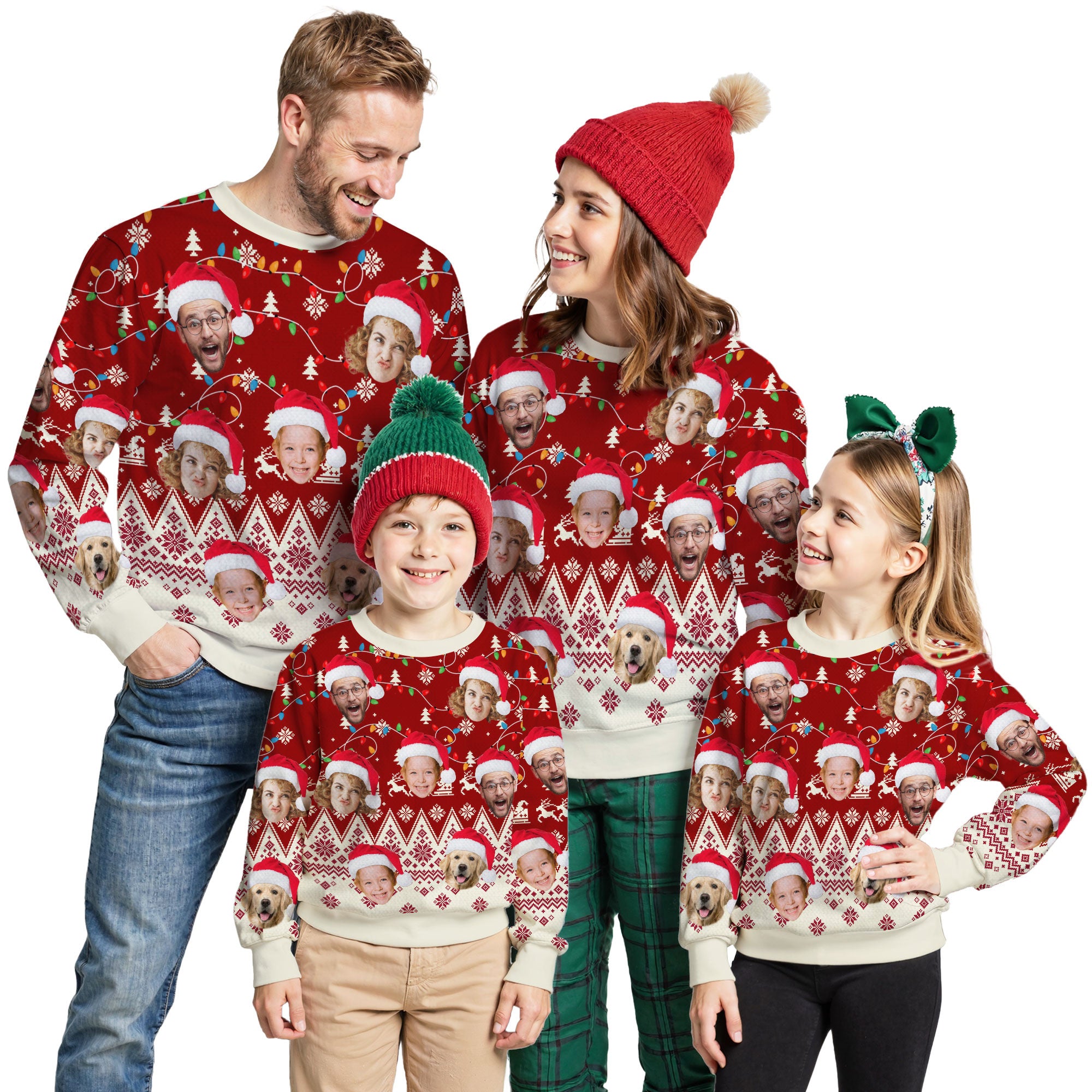 Custom Ugly Christmas Sweater for Men Women Couples Boyfriend Girlfriend Family Dad Mom, Custom Ugly Christmas Sweater with Face Photo, Personalized Sweatshirt with Picture Funny Xmas Gift ST39