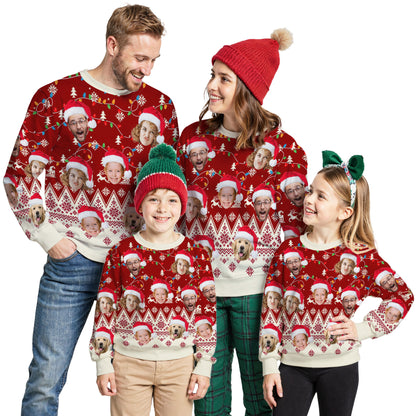 Custom Ugly Christmas Sweater for Men Women Couples Boyfriend Girlfriend Family Dad Mom, Custom Ugly Christmas Sweater with Face Photo, Personalized Sweatshirt with Picture Funny Xmas Gift ST39