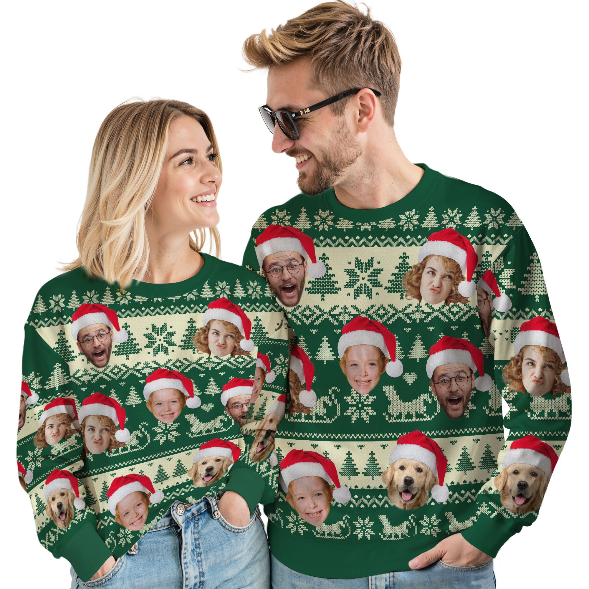 Custom Ugly Christmas Sweater for Men Women Couples Boyfriend Girlfriend Family Dad Mom, Custom Ugly Christmas Sweater with Face Photo, Personalized Sweatshirt with Picture Funny Xmas Gift ST2