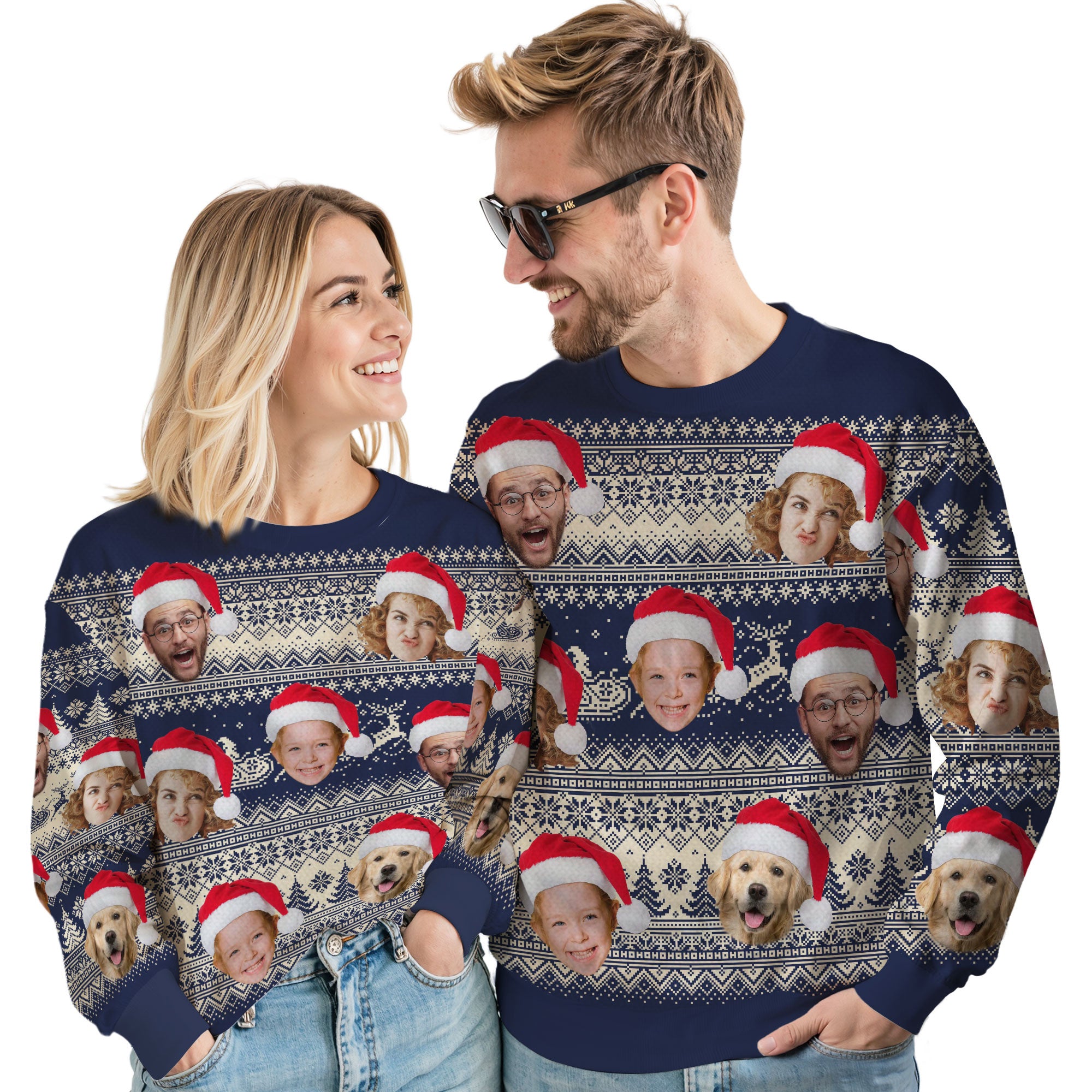 Custom Ugly Christmas Sweater for Men Women Couples Boyfriend Girlfriend Family Dad Mom, Custom Ugly Christmas Sweater with Face Photo, Personalized Sweatshirt with Picture Funny Xmas Gift ST4
