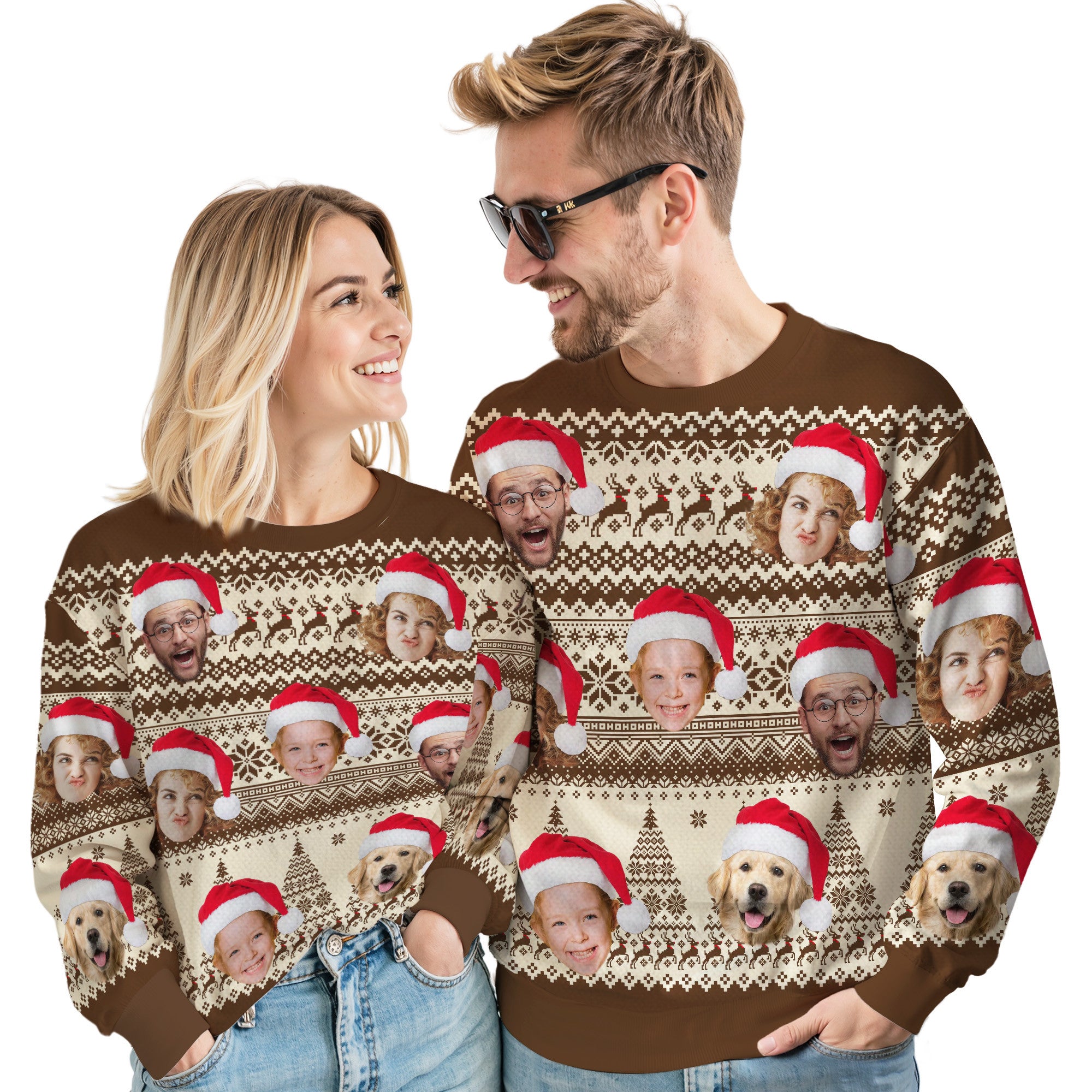 Custom Ugly Christmas Sweater for Men Women Couples Boyfriend Girlfriend Family Dad Mom, Custom Ugly Christmas Sweater with Face Photo, Personalized Sweatshirt with Picture Funny Xmas Gift ST5