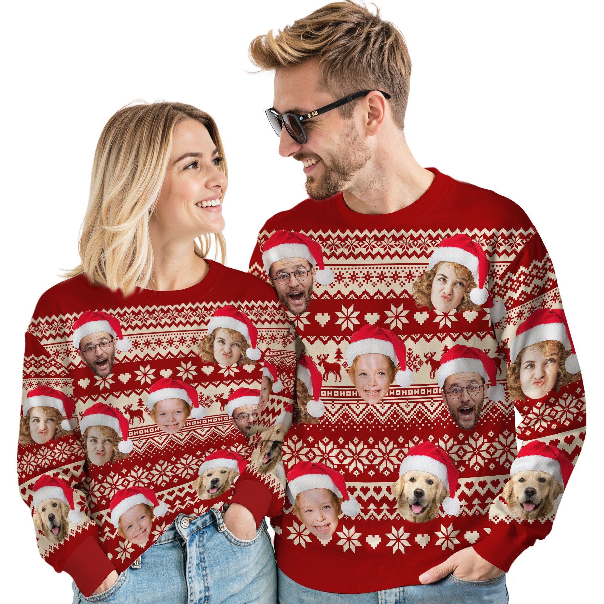 Custom Ugly Christmas Sweater for Men Women Couples Boyfriend Girlfriend Family Dad Mom, Custom Ugly Christmas Sweater with Face Photo, Personalized Sweatshirt with Picture Funny Xmas Gift ST6