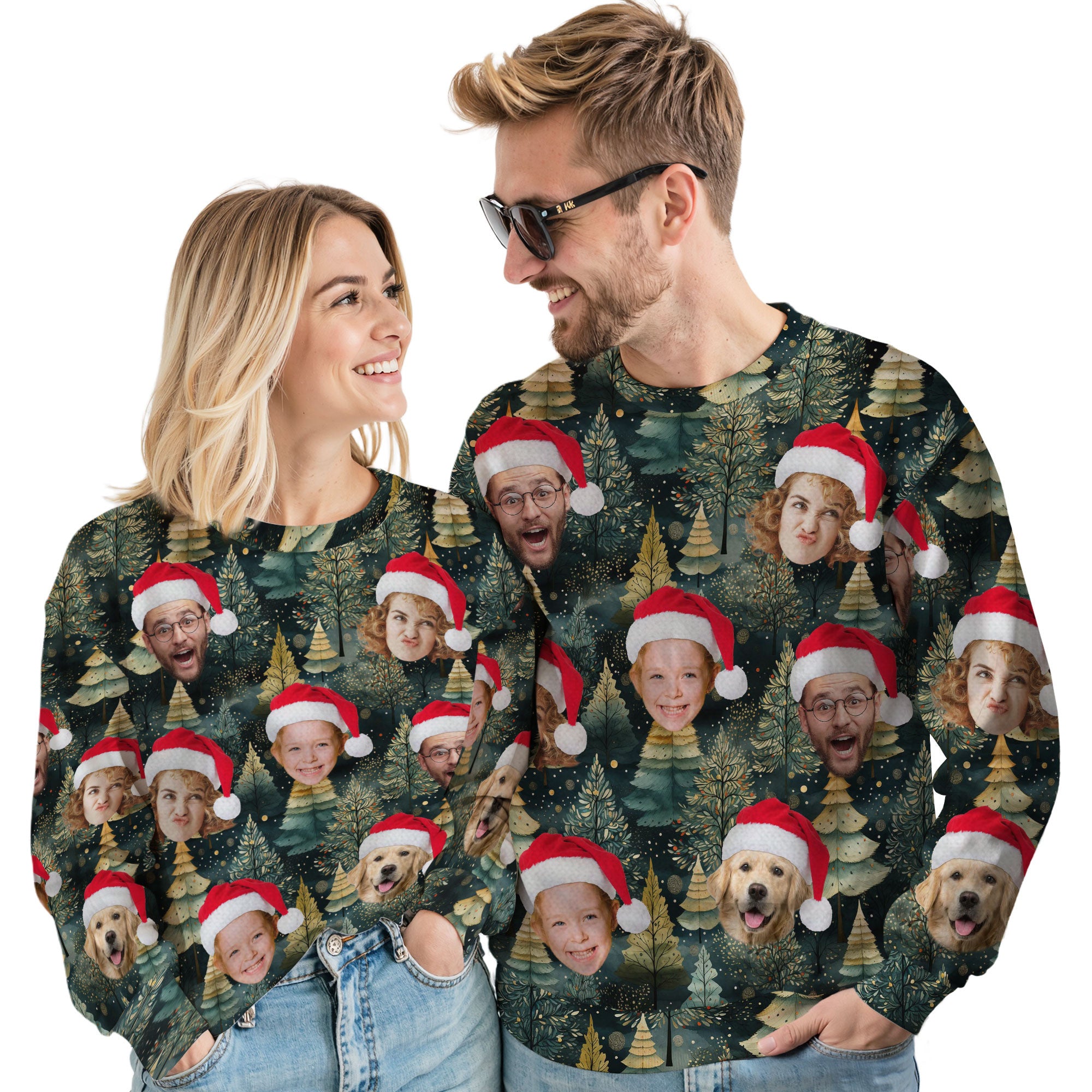 Custom Ugly Christmas Sweater for Men Women Couples Boyfriend Girlfriend Family Dad Mom, Custom Ugly Christmas Sweater with Face Photo, Personalized Sweatshirt with Picture Funny Xmas Gift ST7