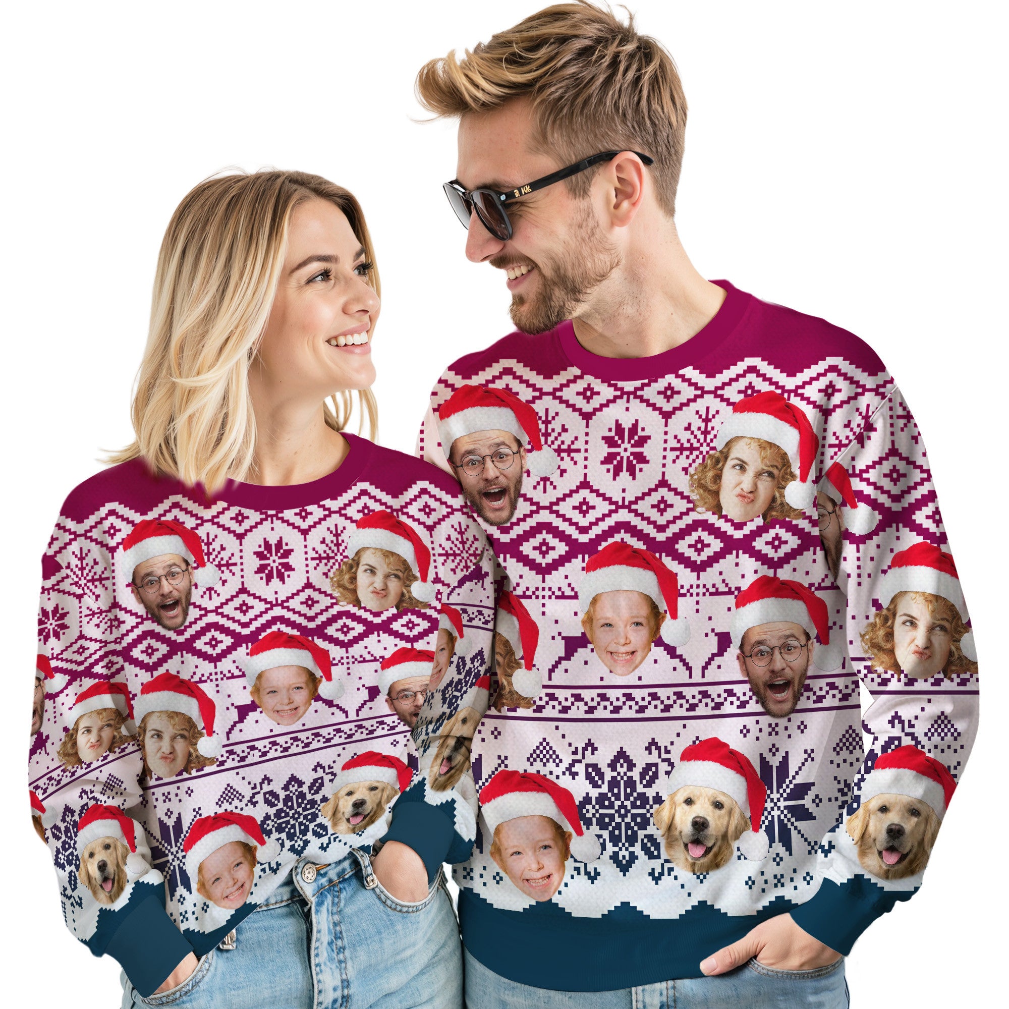 Custom Ugly Christmas Sweater for Men Women Couples Boyfriend Girlfriend Family Dad Mom, Custom Ugly Christmas Sweater with Face Photo, Personalized Sweatshirt with Picture Funny Xmas Gift ST9