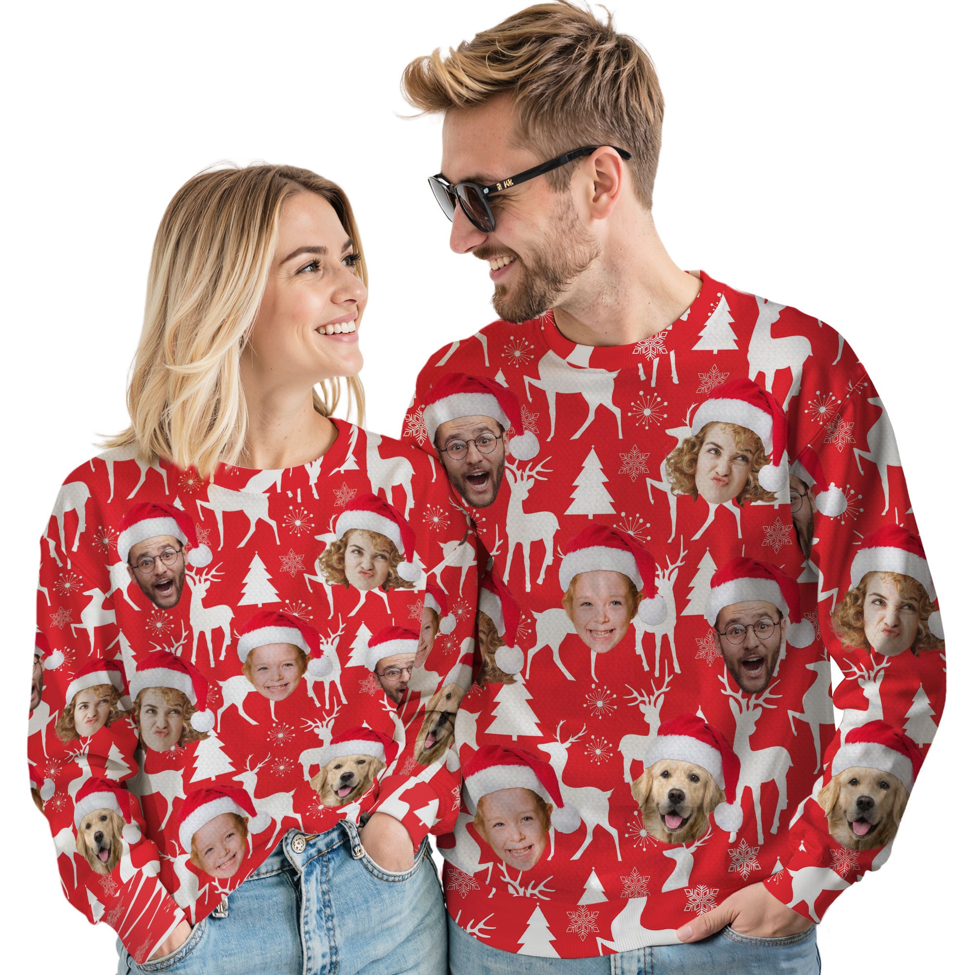 Custom Ugly Christmas Sweater for Men Women Couples Boyfriend Girlfriend Family Dad Mom, Custom Ugly Christmas Sweater with Face Photo, Personalized Sweatshirt with Picture Funny Xmas Gift ST10