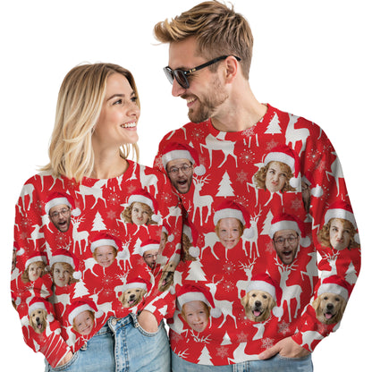 Custom Ugly Christmas Sweater for Men Women Couples Boyfriend Girlfriend Family Dad Mom, Custom Ugly Christmas Sweater with Face Photo, Personalized Sweatshirt with Picture Funny Xmas Gift ST10