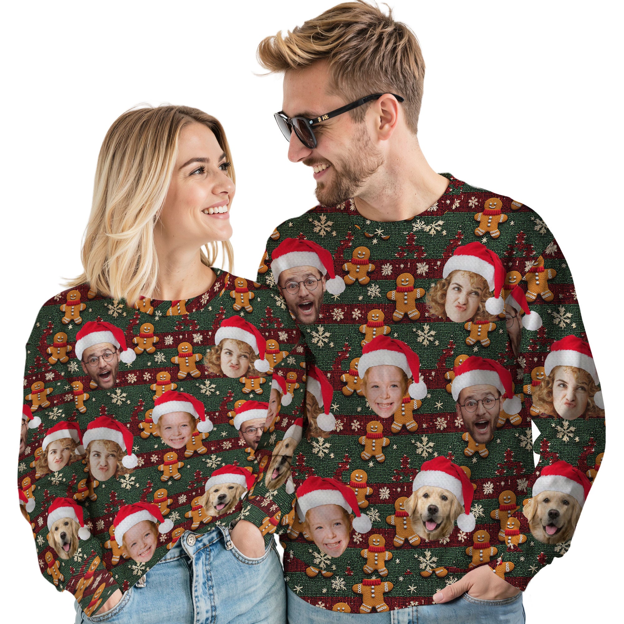 Custom Ugly Christmas Sweater for Men Women Couples Boyfriend Girlfriend Family Dad Mom, Custom Ugly Christmas Sweater with Face Photo, Personalized Sweatshirt with Picture Funny Xmas Gift ST11