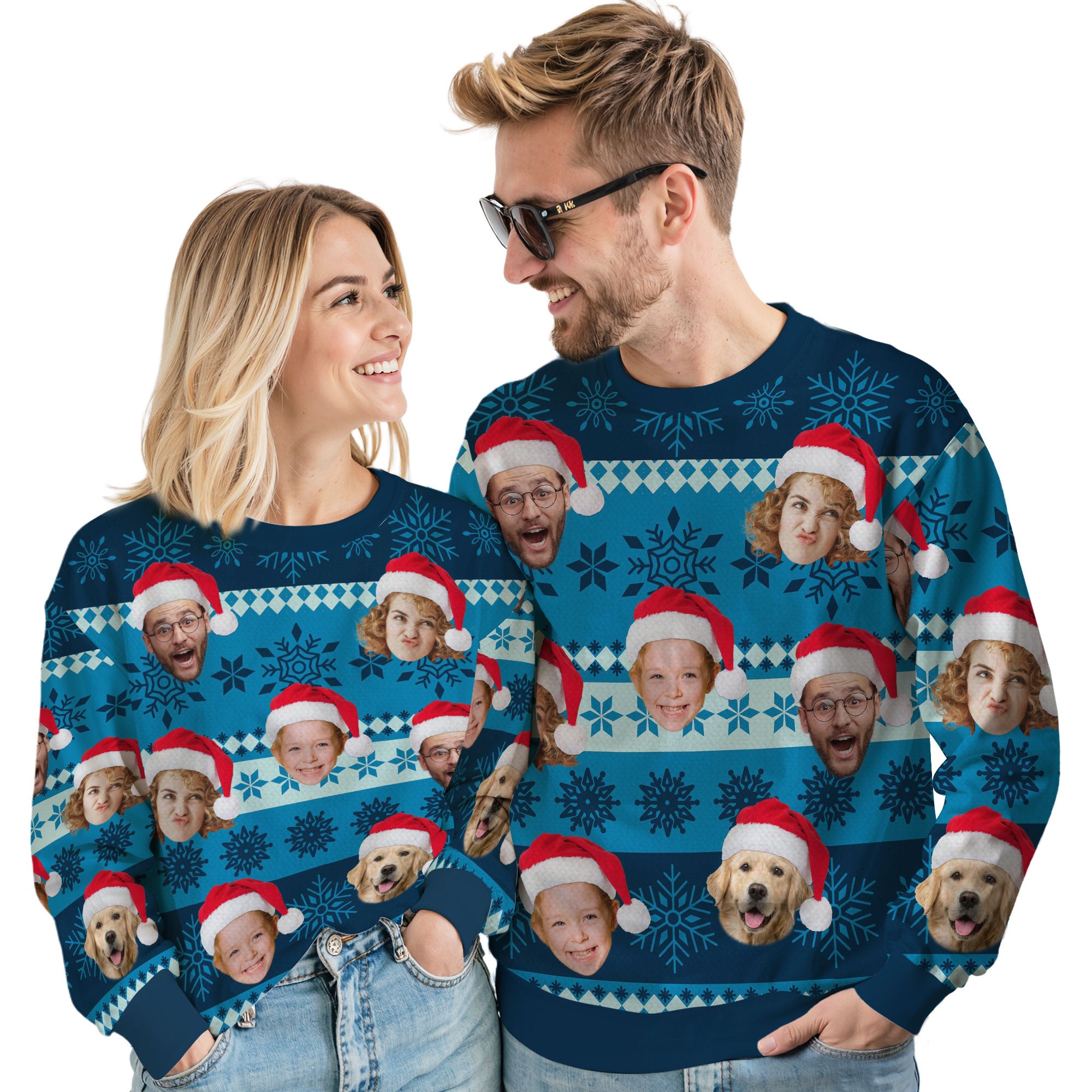 Custom Ugly Christmas Sweater for Men Women Couples Boyfriend Girlfriend Family Dad Mom, Custom Ugly Christmas Sweater with Face Photo, Personalized Sweatshirt with Picture Funny Xmas Gift ST14