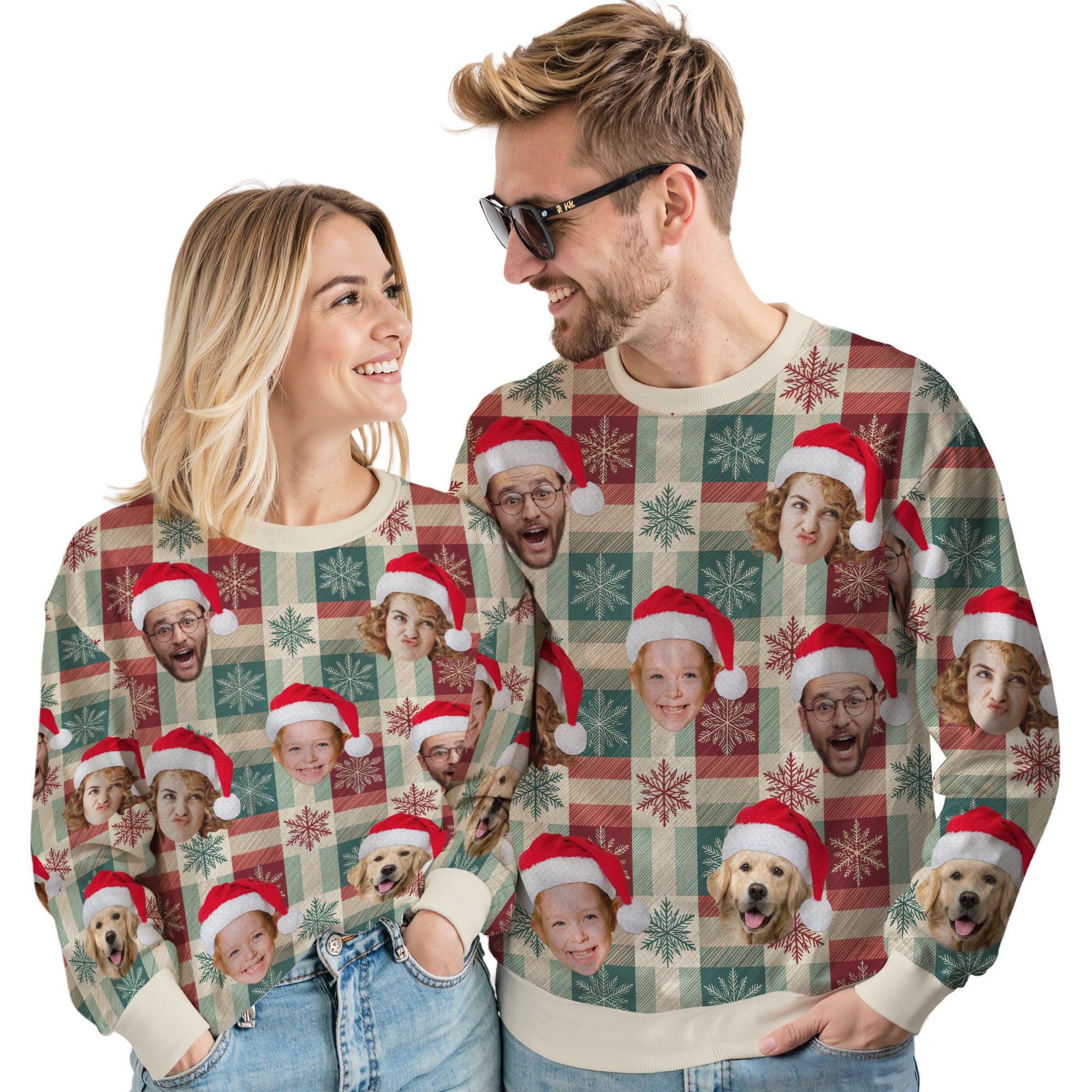 Custom Ugly Christmas Sweater for Men Women Couples Boyfriend Girlfriend Family Dad Mom, Custom Ugly Christmas Sweater with Face Photo, Personalized Sweatshirt with Picture Funny Xmas Gift ST16