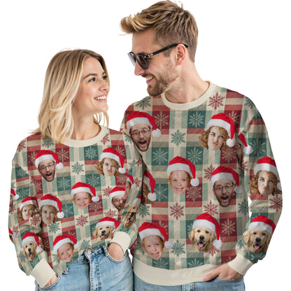 Custom Ugly Christmas Sweater for Men Women Couples Boyfriend Girlfriend Family Dad Mom, Custom Ugly Christmas Sweater with Face Photo, Personalized Sweatshirt with Picture Funny Xmas Gift ST16
