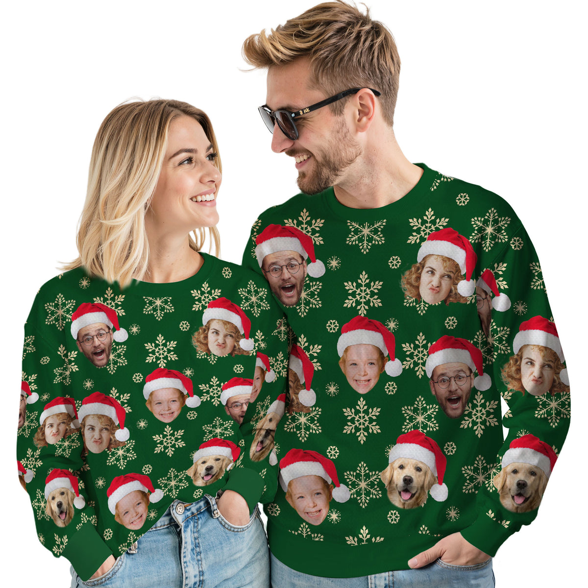 Custom Ugly Christmas Sweater for Men Women Couples Boyfriend Girlfriend Family Dad Mom, Custom Ugly Christmas Sweater with Face Photo, Personalized Sweatshirt with Picture Funny Xmas Gift ST17