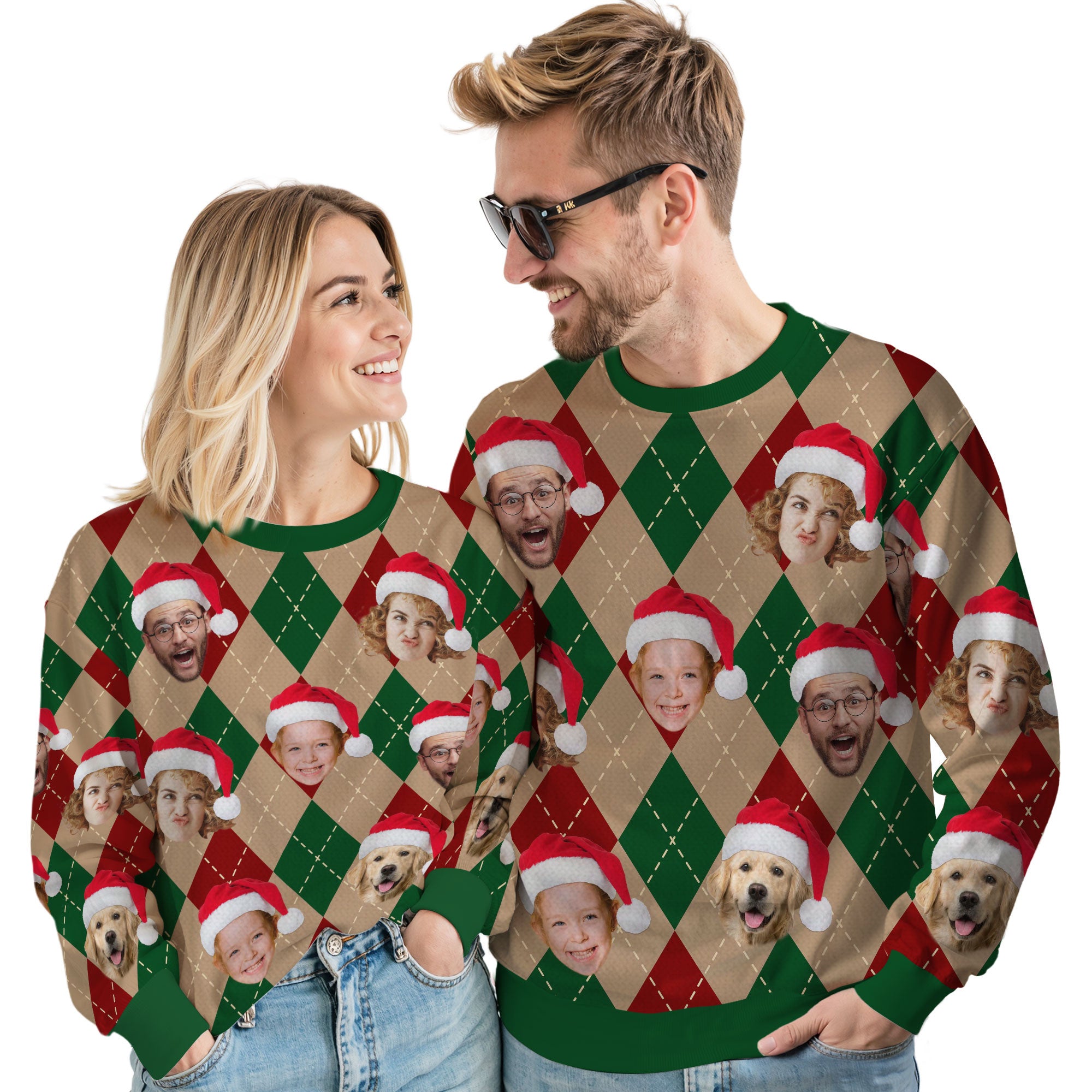 Custom Ugly Christmas Sweater for Men Women Couples Boyfriend Girlfriend Family Dad Mom, Custom Ugly Christmas Sweater with Face Photo, Personalized Sweatshirt with Picture Funny Xmas Gift ST18