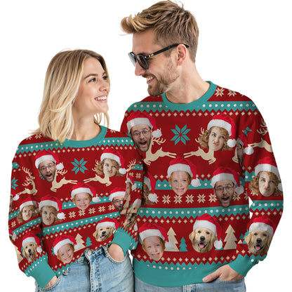 Custom Ugly Christmas Sweater for Men Women Couples Boyfriend Girlfriend Family Dad Mom, Custom Ugly Christmas Sweater with Face Photo, Personalized Sweatshirt with Picture Funny Xmas Gift ST19