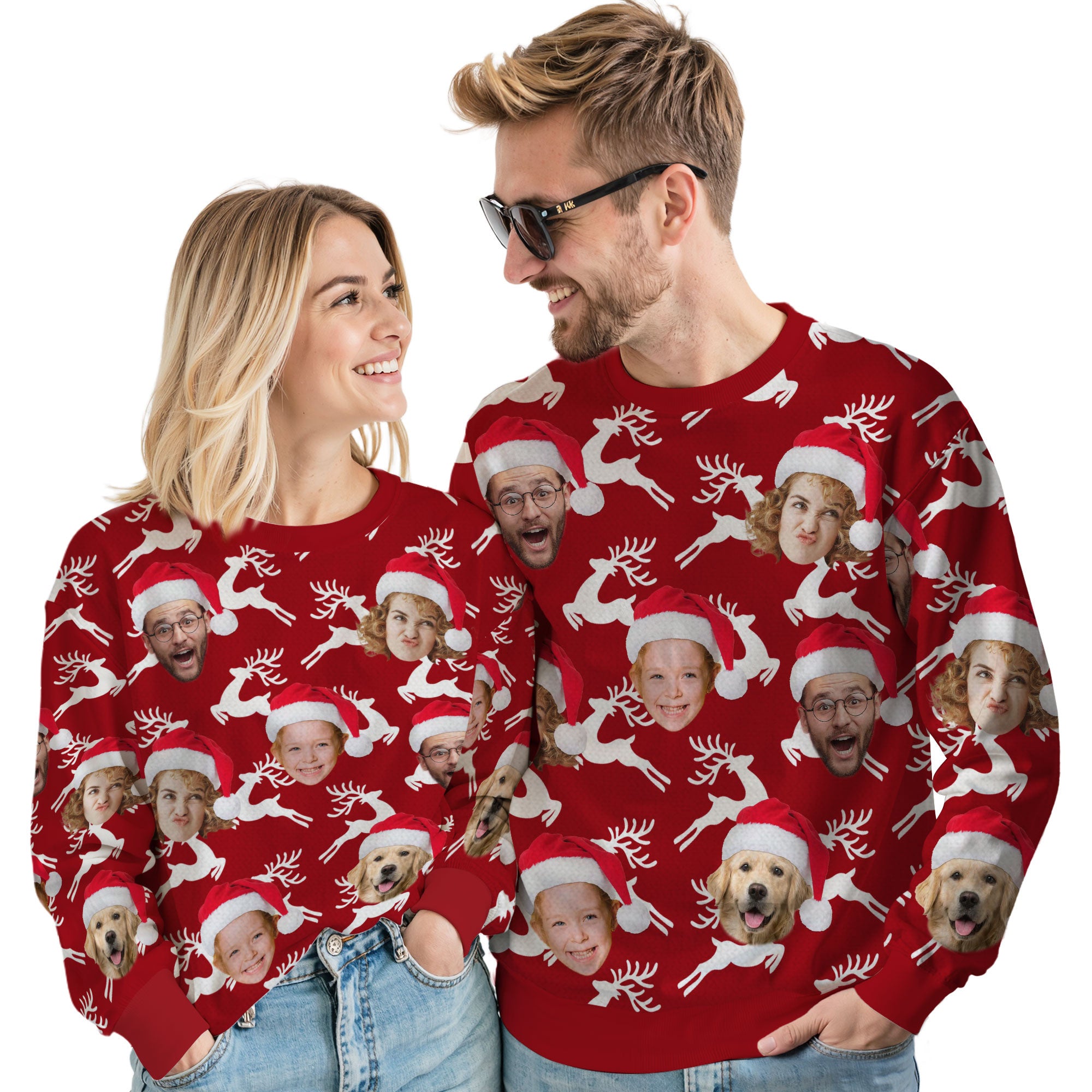 Custom Ugly Christmas Sweater for Men Women Couples Boyfriend Girlfriend Family Dad Mom, Custom Ugly Christmas Sweater with Face Photo, Personalized Sweatshirt with Picture Funny Xmas Gift ST20