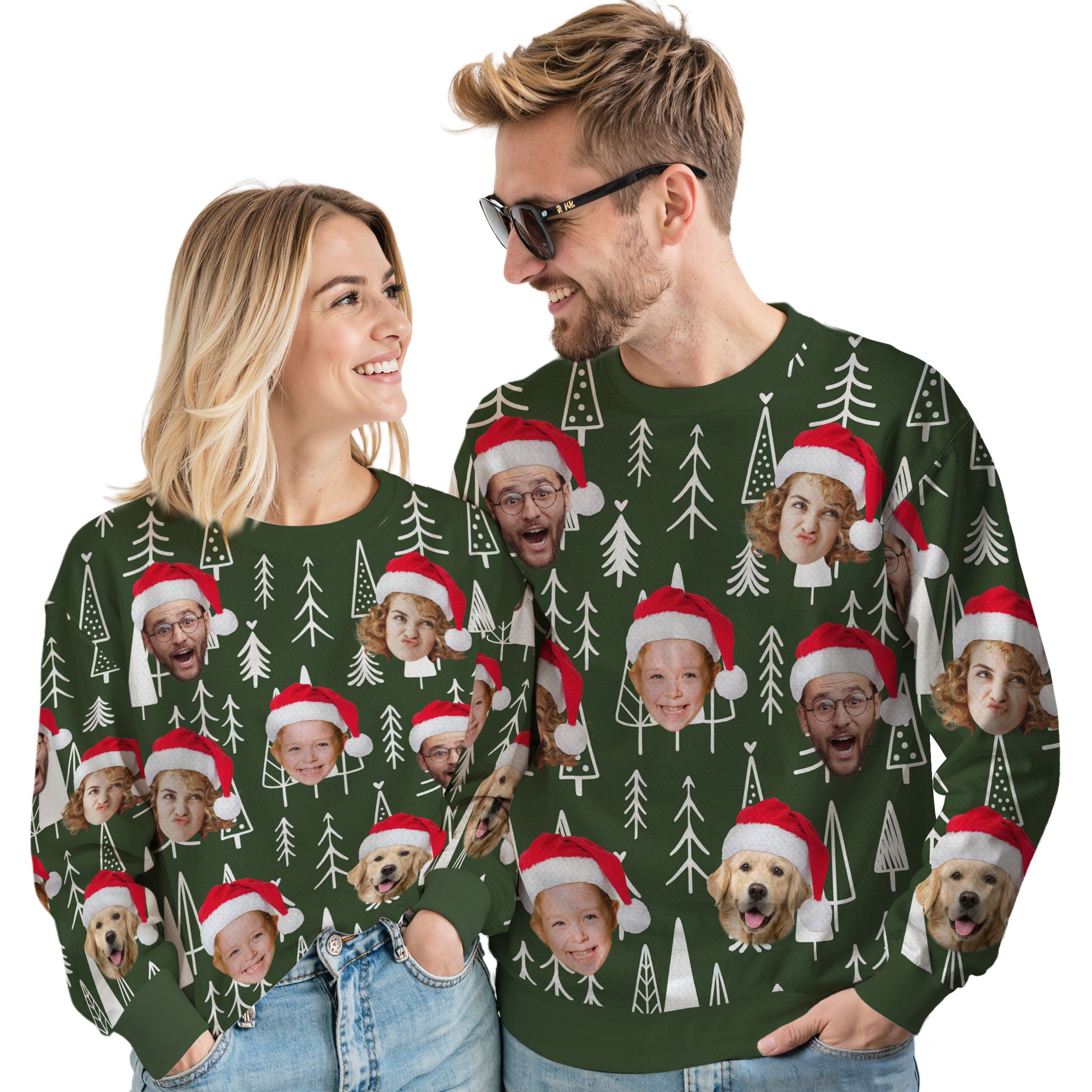 Custom Ugly Christmas Sweater for Men Women Couples Boyfriend Girlfriend Family Dad Mom, Custom Ugly Christmas Sweater with Face Photo, Personalized Sweatshirt with Picture Funny Xmas Gift ST21