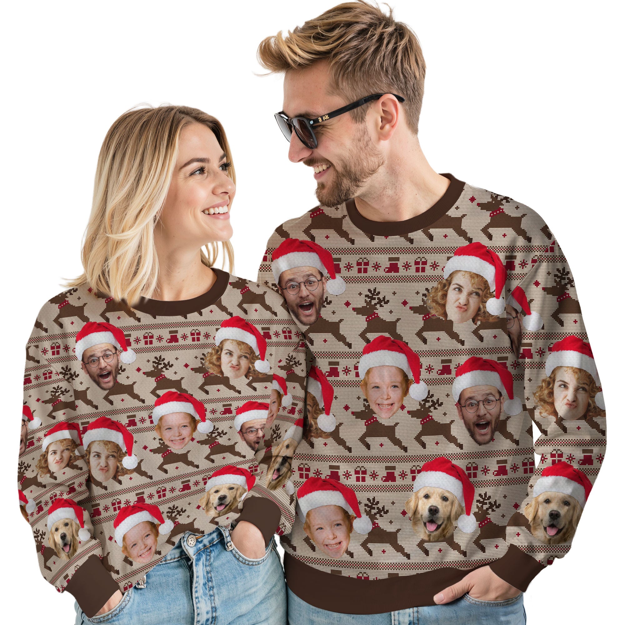 Custom Ugly Christmas Sweater for Men Women Couples Boyfriend Girlfriend Family Dad Mom, Custom Ugly Christmas Sweater with Face Photo, Personalized Sweatshirt with Picture Funny Xmas Gift ST31