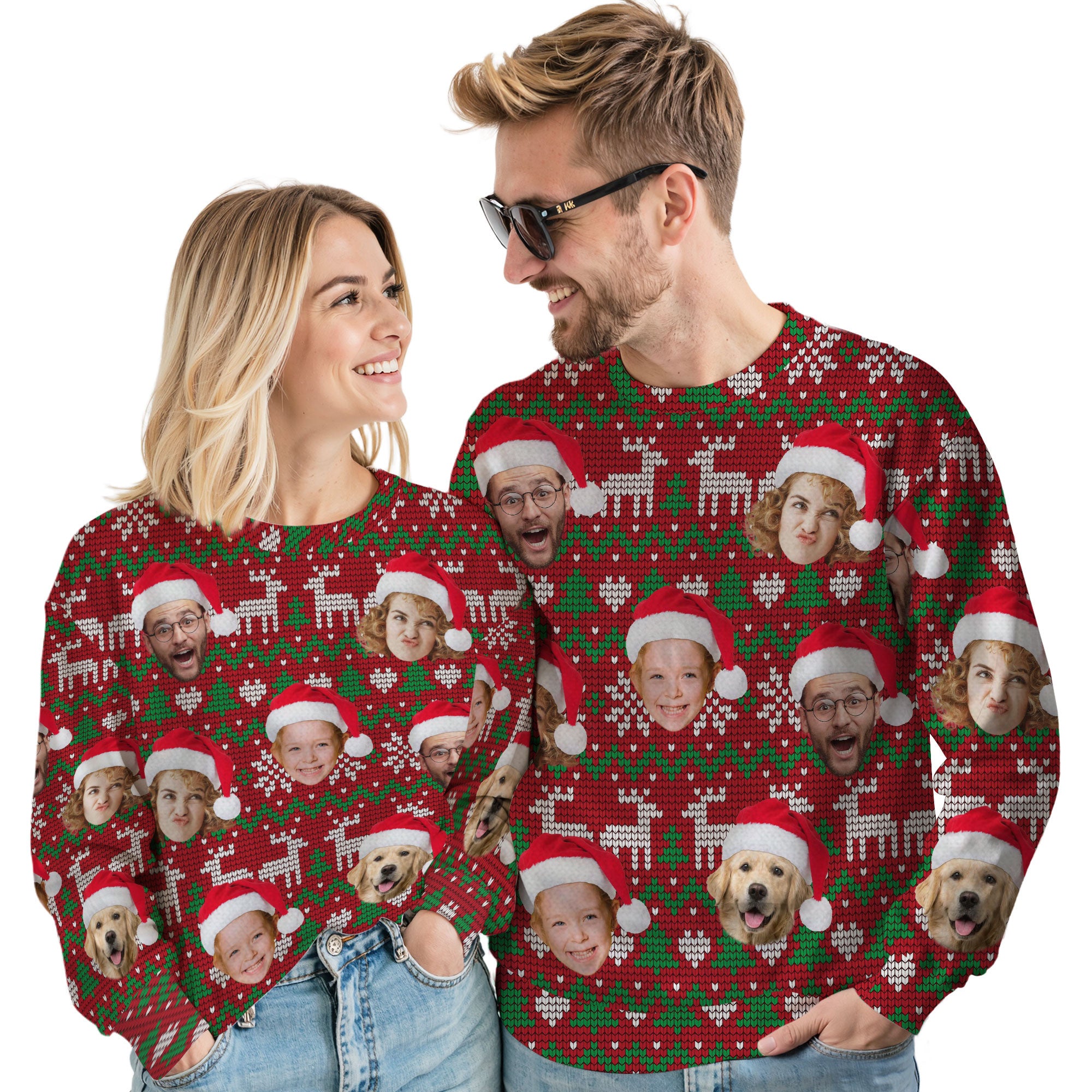 Custom Ugly Christmas Sweater for Men Women Couples Boyfriend Girlfriend Family Dad Mom, Custom Ugly Christmas Sweater with Face Photo, Personalized Sweatshirt with Picture Funny Xmas Gift ST33