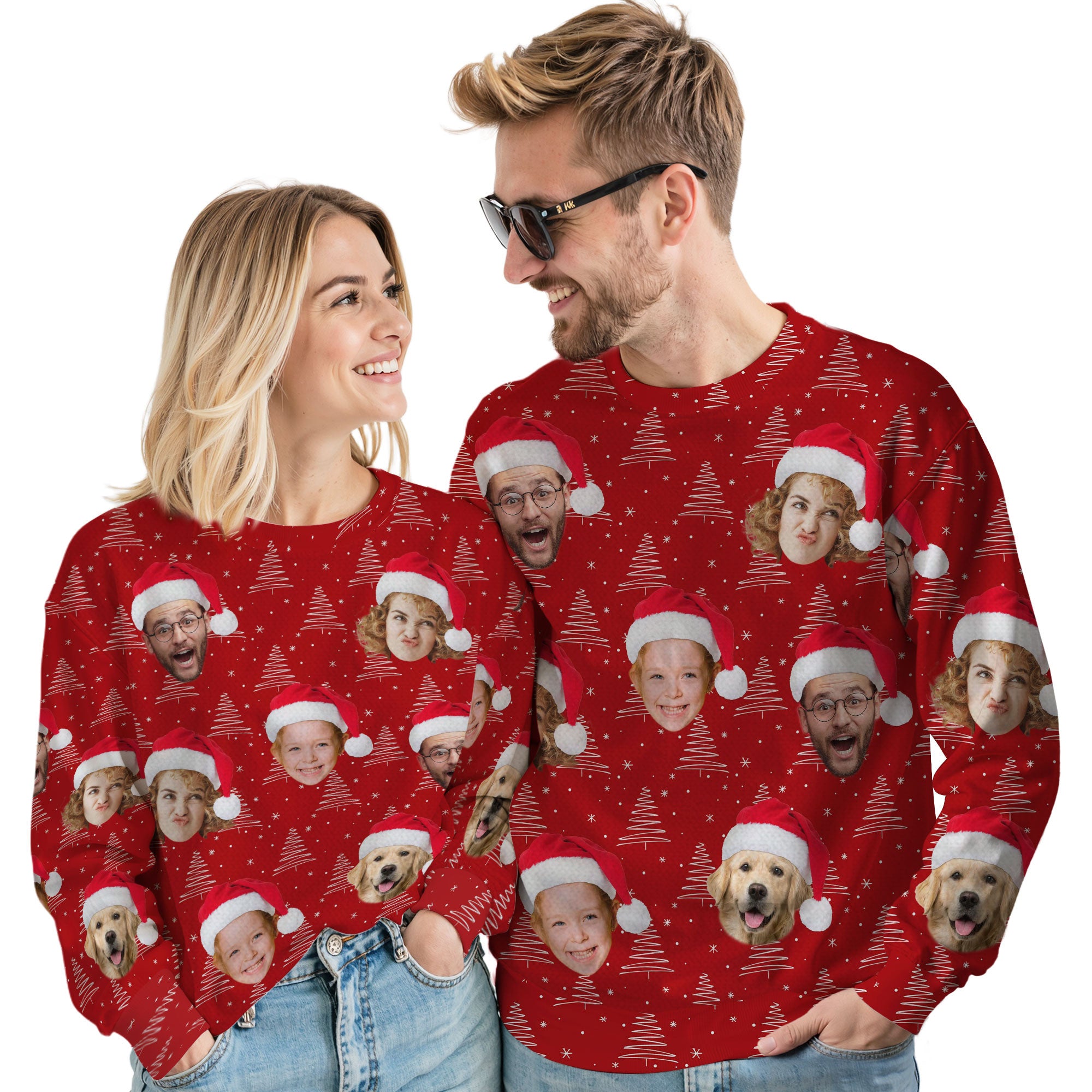 Custom Ugly Christmas Sweater for Men Women Couples Boyfriend Girlfriend Family Dad Mom, Custom Ugly Christmas Sweater with Face Photo, Personalized Sweatshirt with Picture Funny Xmas Gift ST36