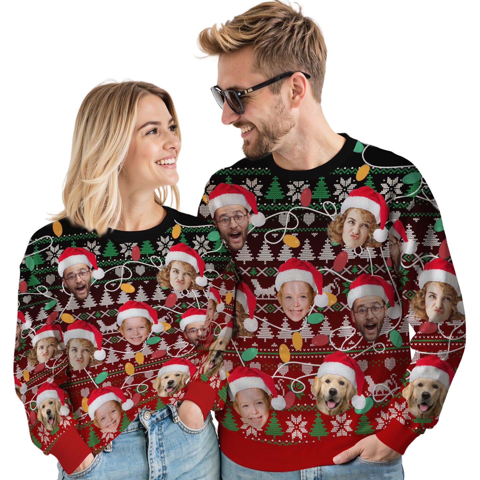 Custom Ugly Christmas Sweater for Men Women Couples Boyfriend Girlfriend Family Dad Mom, Custom Ugly Christmas Sweater with Face Photo, Personalized Sweatshirt with Picture Funny Xmas Gift ST37