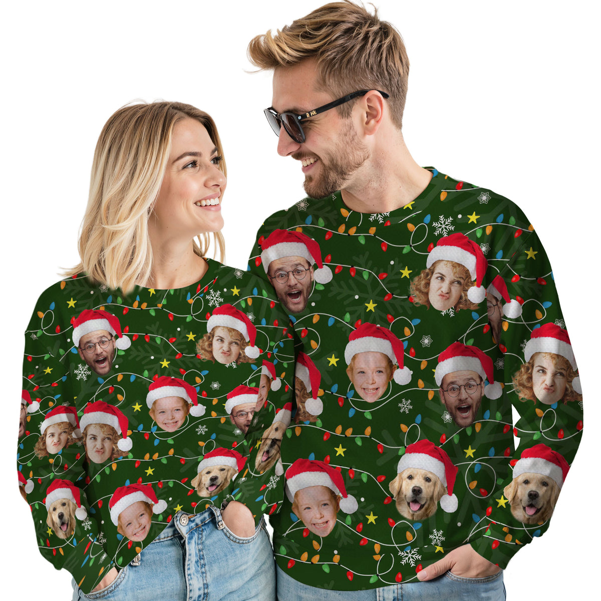 Custom Ugly Christmas Sweater for Men Women Couples Boyfriend Girlfriend Family Dad Mom, Custom Ugly Christmas Sweater with Face Photo, Personalized Sweatshirt with Picture Funny Xmas Gift ST38