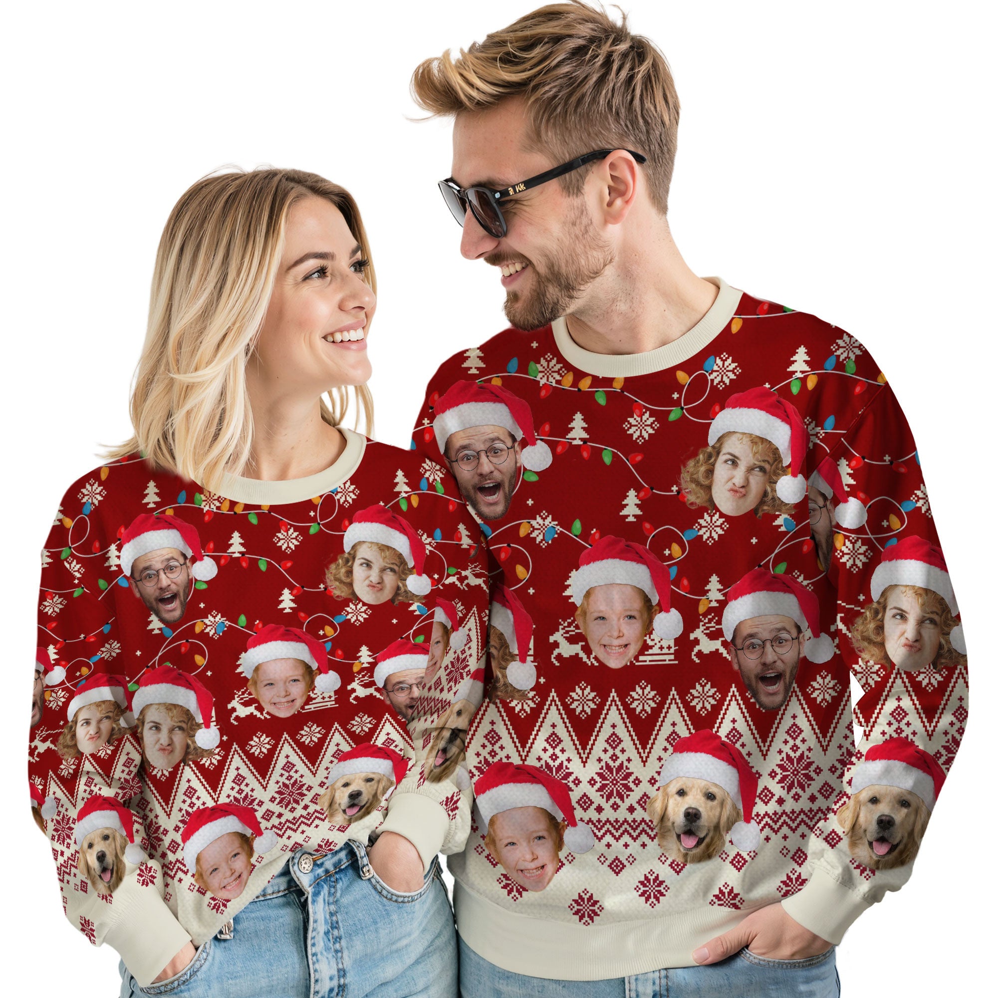 Custom Ugly Christmas Sweater for Men Women Couples Boyfriend Girlfriend Family Dad Mom, Custom Ugly Christmas Sweater with Face Photo, Personalized Sweatshirt with Picture Funny Xmas Gift ST39