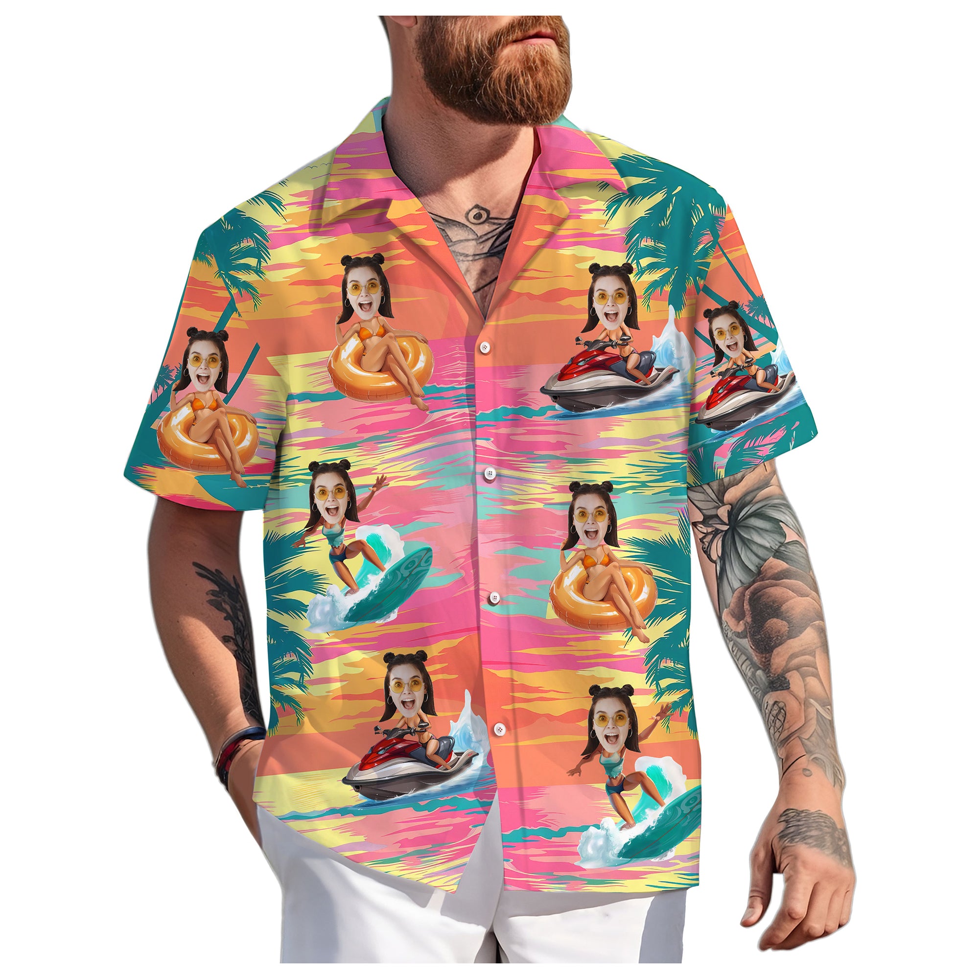 Custom Tropical Shirt for Men or Women, Add Your Face for a Fun Look