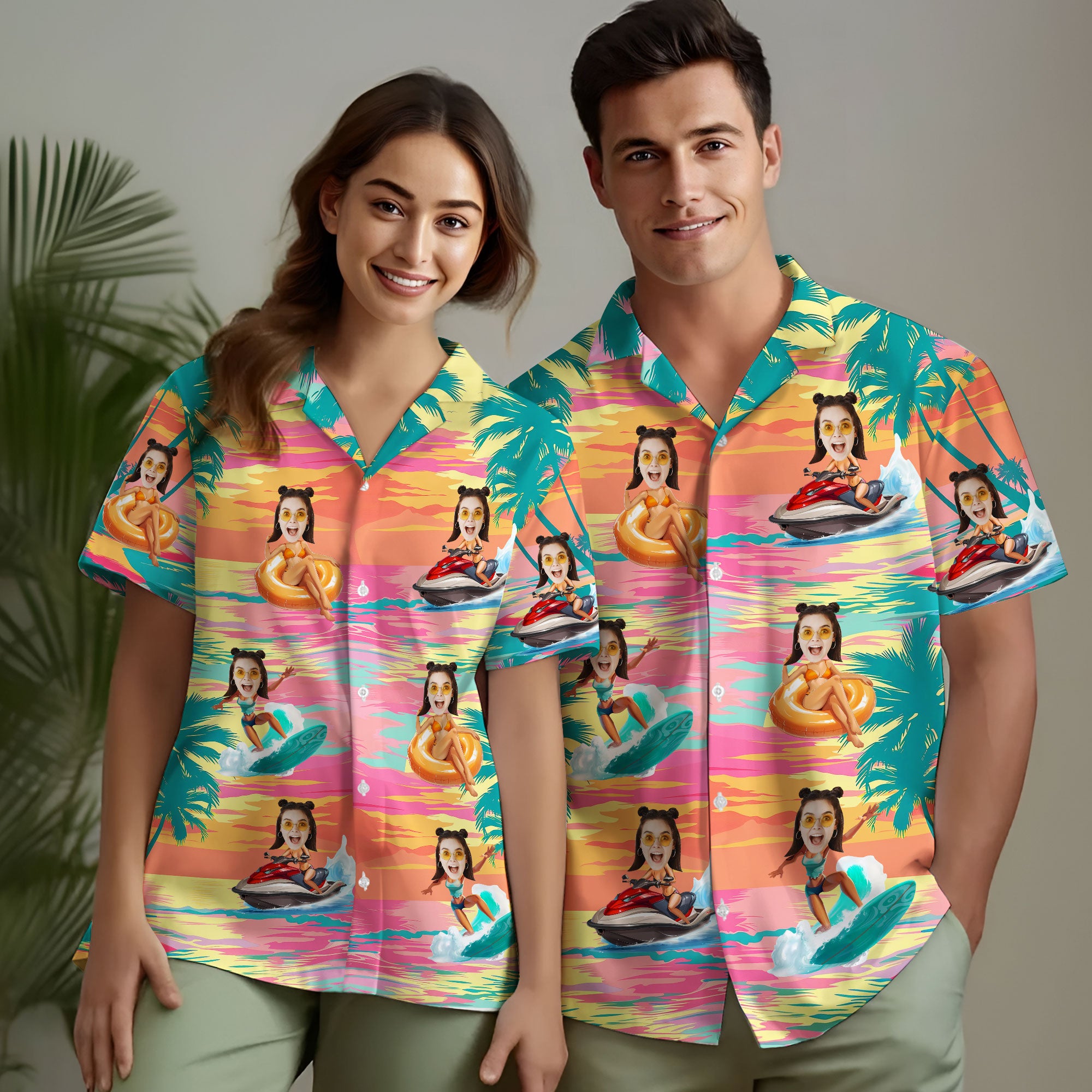 Custom Tropical Shirt for Men or Women, Add Your Face for a Fun Look