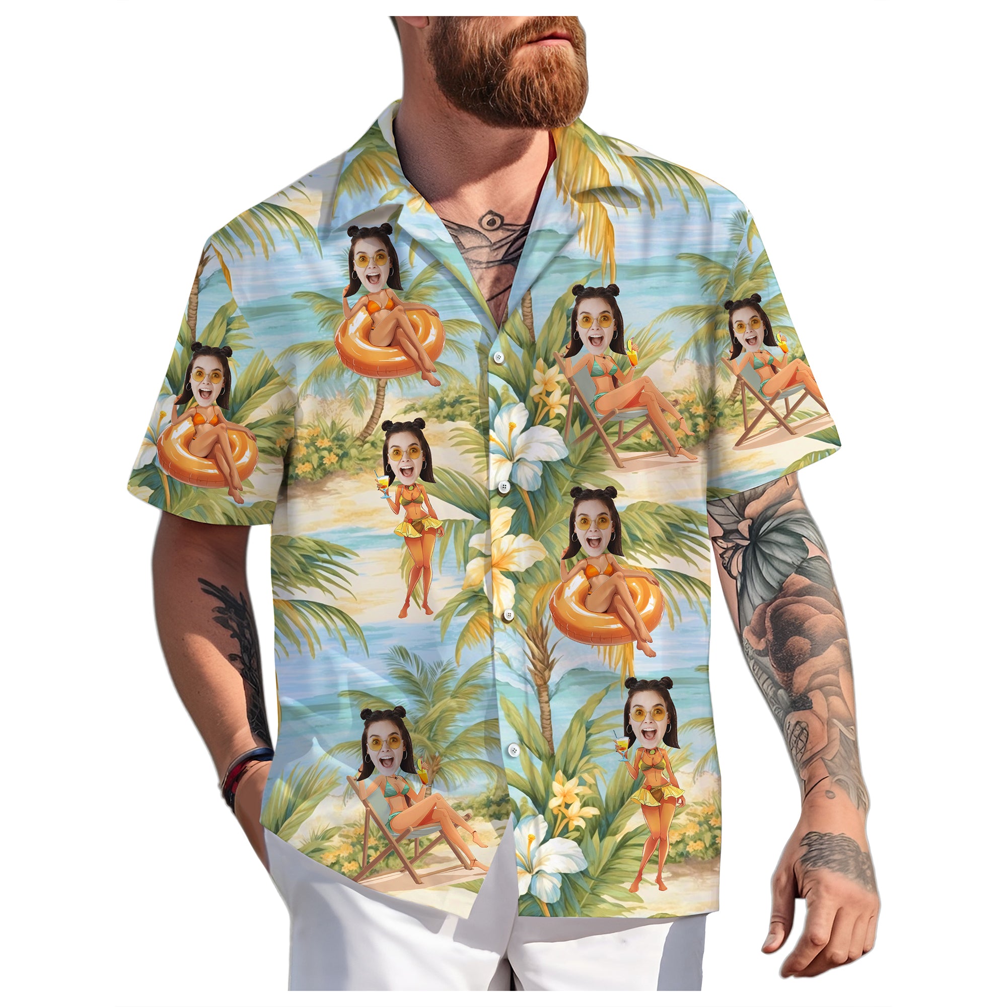 Custom Face Hawaiian Shirt, Funny Gift for Couples, Friends, or Family Trips