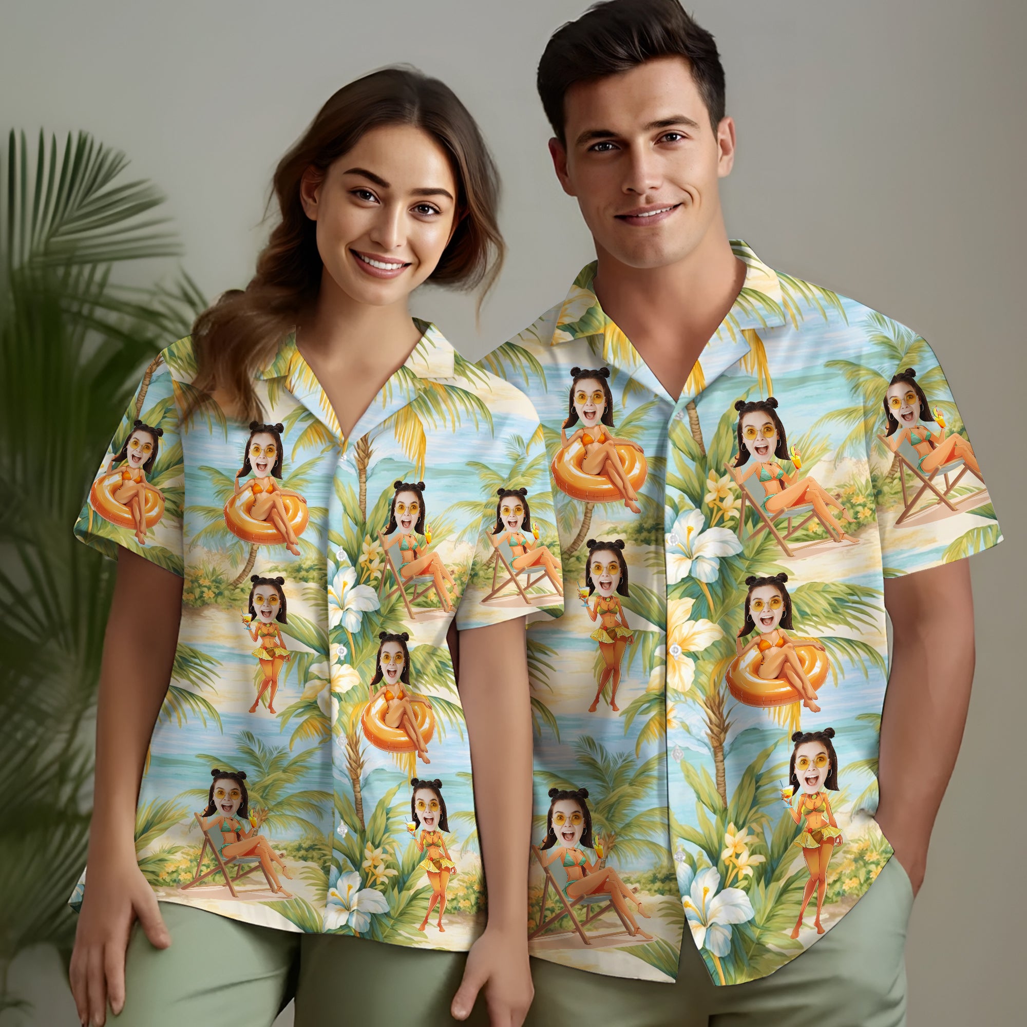 Custom Face Hawaiian Shirt, Funny Gift for Couples, Friends, or Family Trips