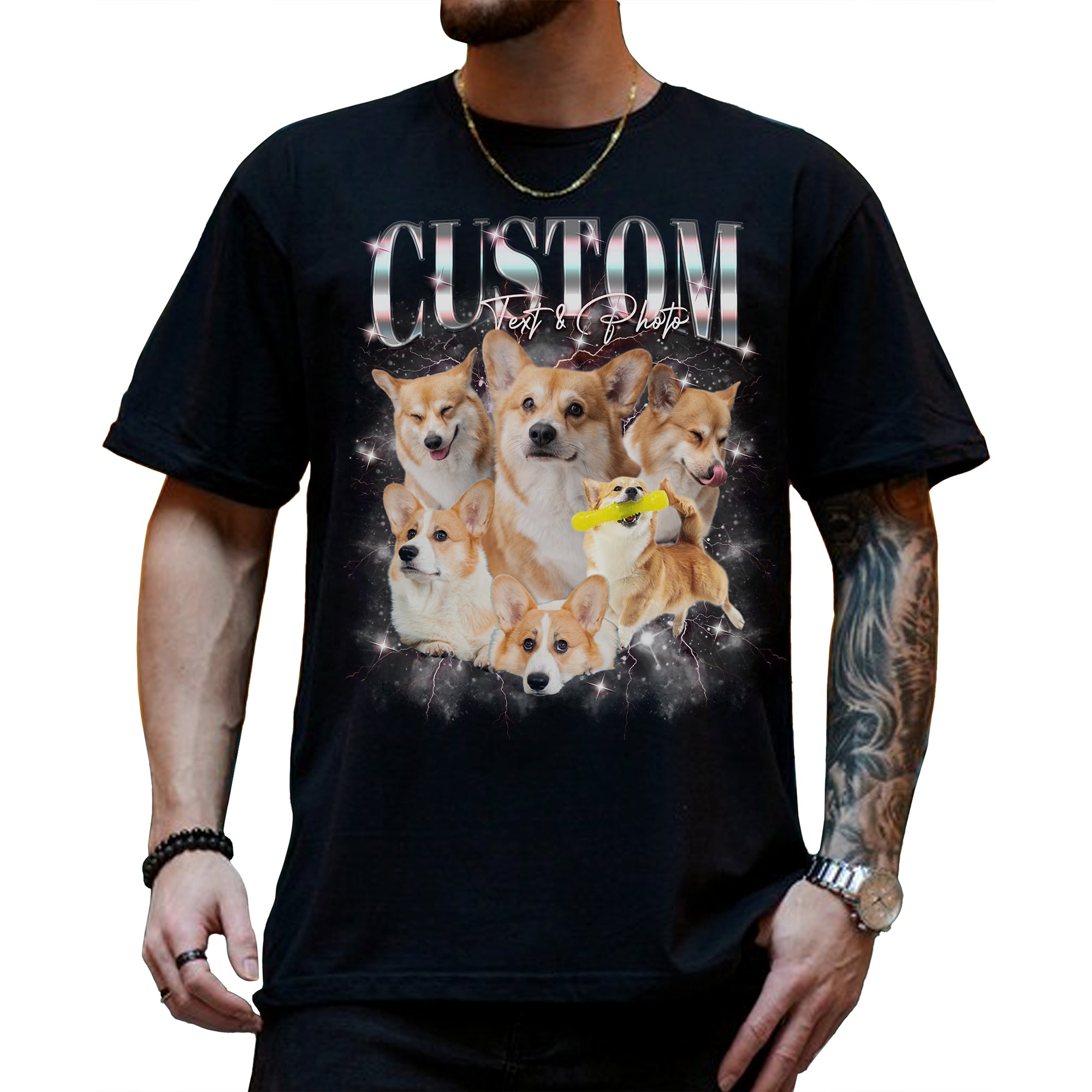 Funny Custom Dog Photo Shirt, Bootleg Style Tee for Men & Women, Perfect Gift for Pet Owners
