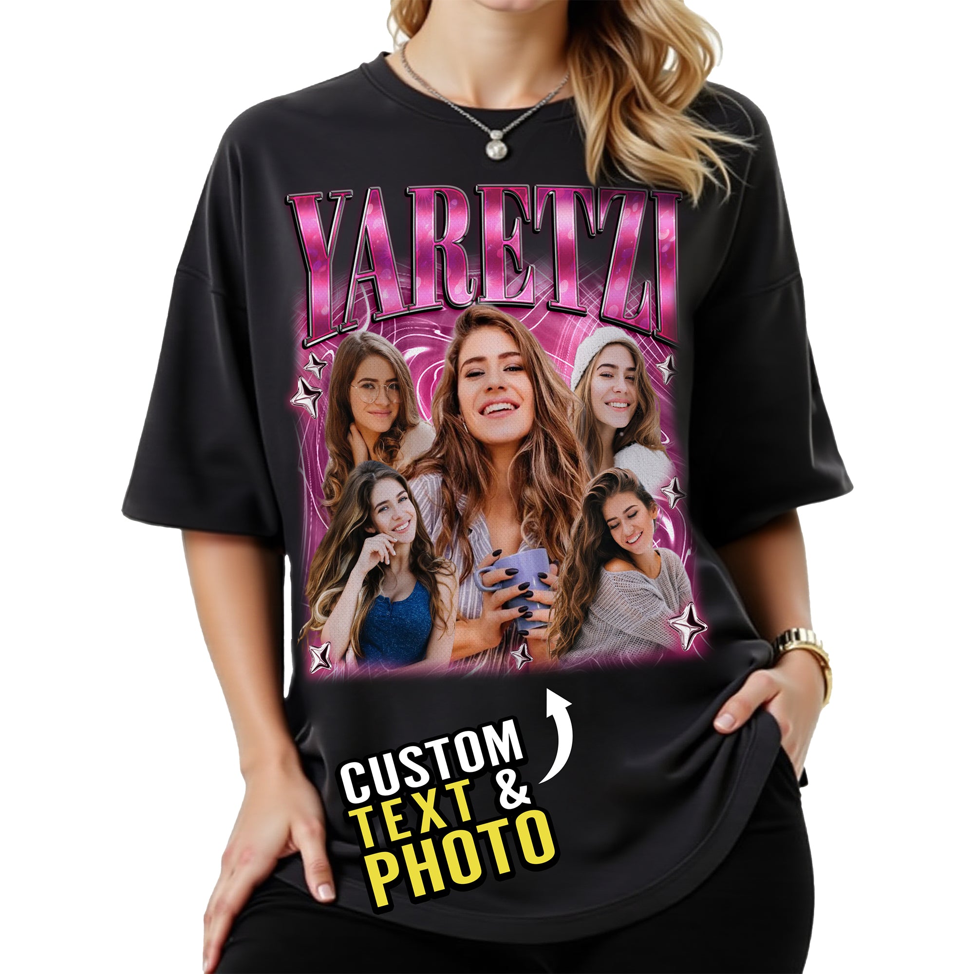 Custom Rap Style T-Shirt, Personalized Picture and Name Shirt, Birthday or Anniversary Gift