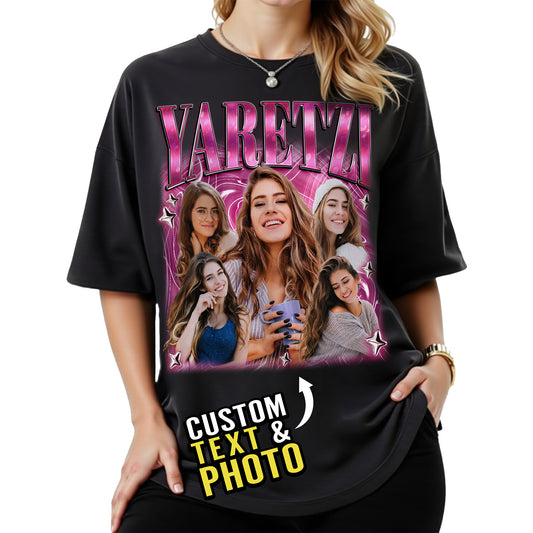 Custom Rap Style T-Shirt, Personalized Picture and Name Shirt, Birthday or Anniversary Gift