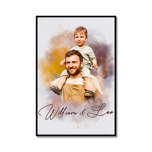 Custom Watercolor Painting from Photo for Dad, Customized Canvas Portraits from Photo for Papa Grandpa, Personalized Picture Wall Art for Fathers Day