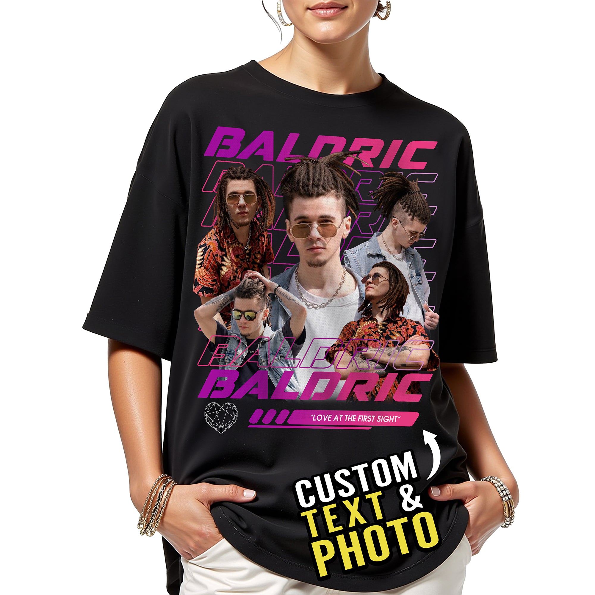 Bootleg Aesthetic Custom T-Shirt, Face and Text Print, Creative Gift for Special Moments