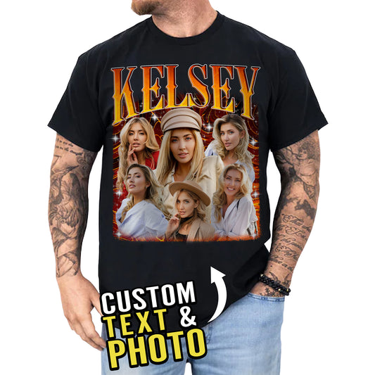 Custom Bootleg Rap Shirt, Personalize with Pictures & Names, Fun Gift for Couples, Friends & Birthdays