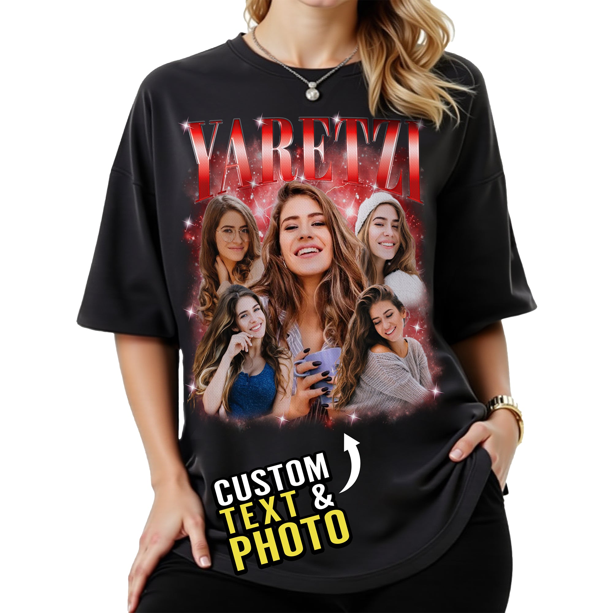 Unique Custom Bootleg Shirt, Create Your Own Gift with Photo and Text for Loved Ones