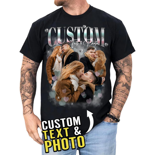 Retro Bootleg Style T-Shirt, Custom Face and Name Shirt, Unique Gift for Friends, Family or Couples