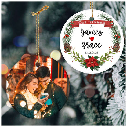 Personalized Our First Christmas Married Ornament 2025, Engagement Christmas Ornament 2025, 1st Christmas As Mr and Mrs Gifts for Couple, Wedding, Newlywed, Christmas Tree Decoration