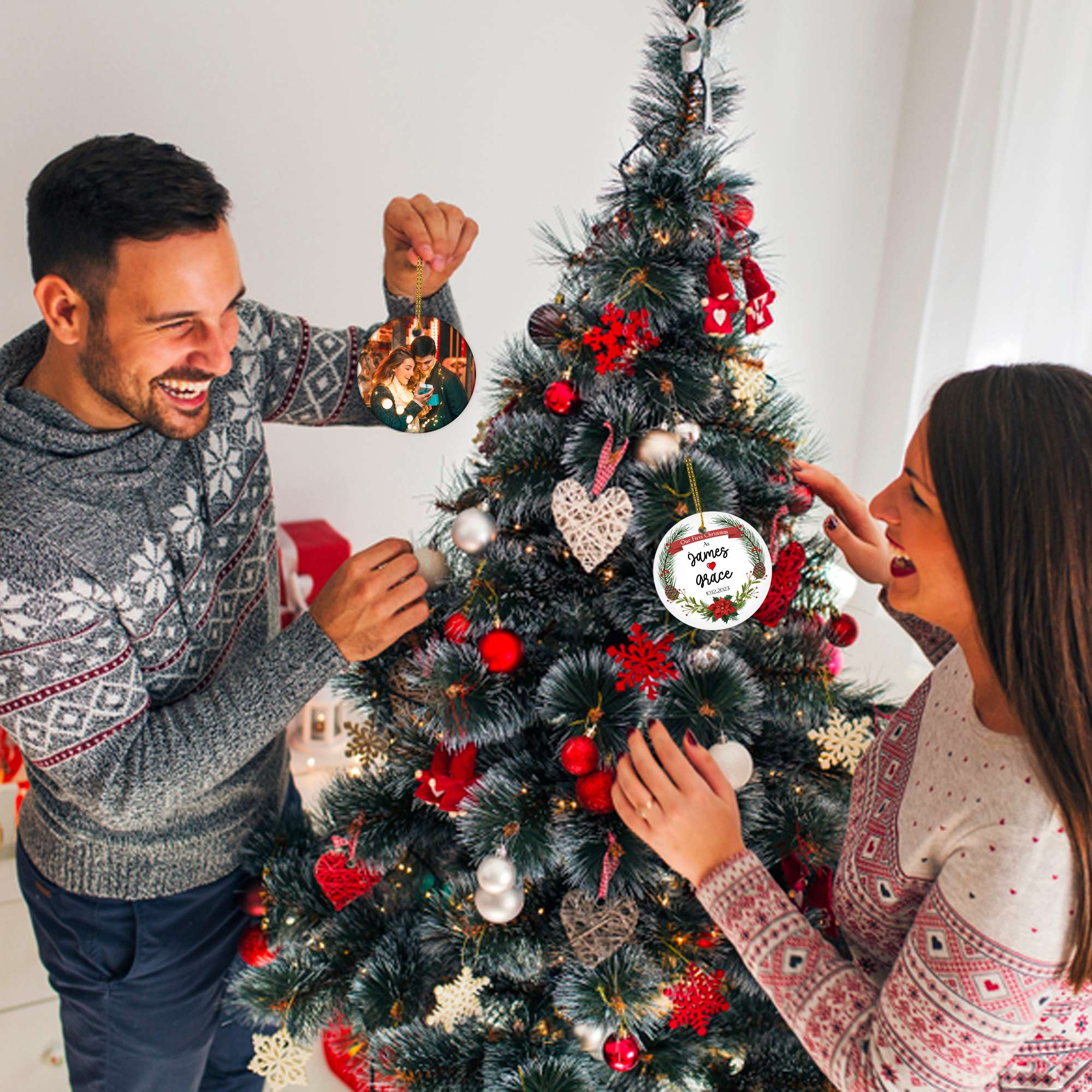 Personalized Our First Christmas Married Ornament 2025, Engagement Christmas Ornament 2025, 1st Christmas As Mr and Mrs Gifts for Couple, Wedding, Newlywed, Christmas Tree Decoration