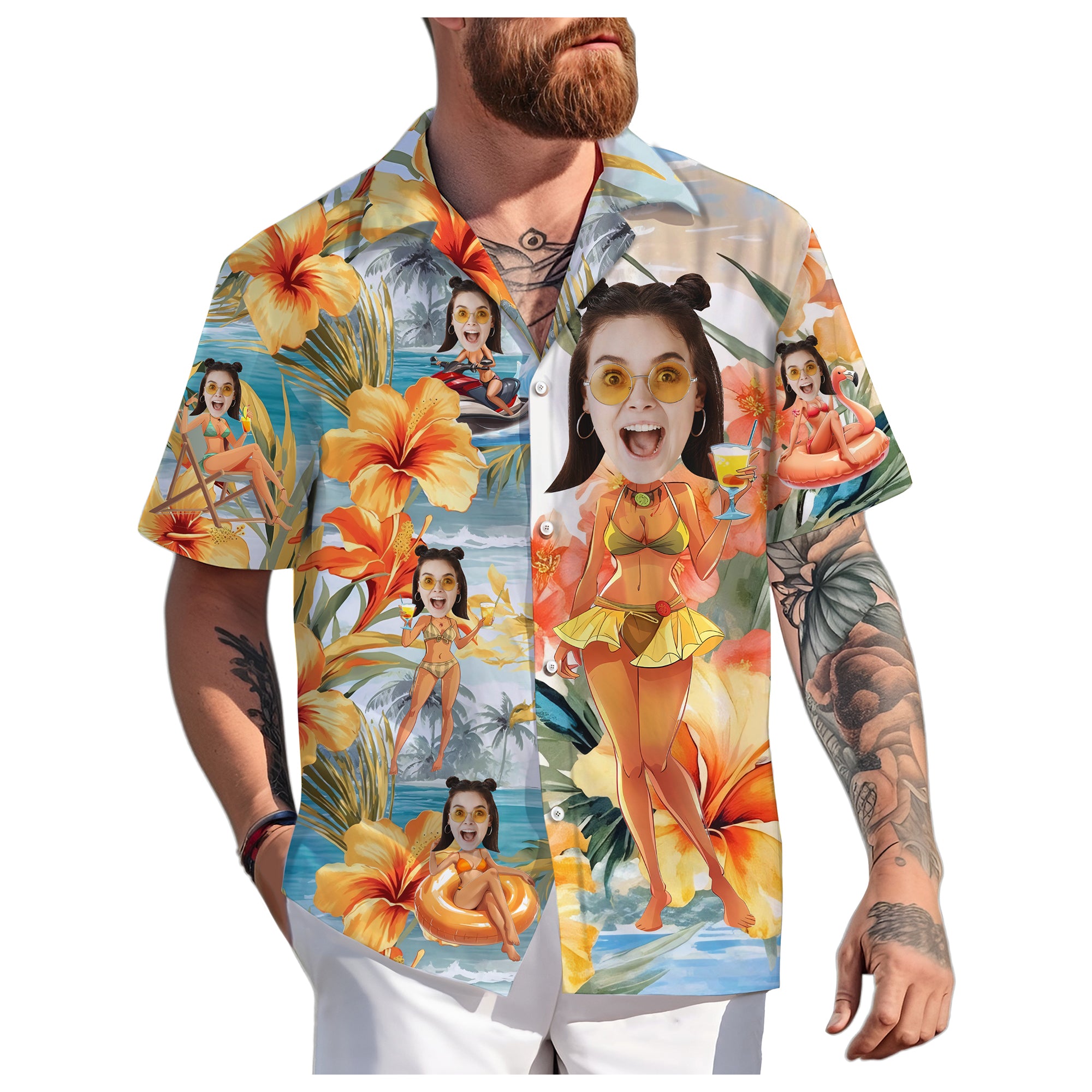 Photo Print Hawaiian Shirt, Funny & Personalized Gift for Him or Her